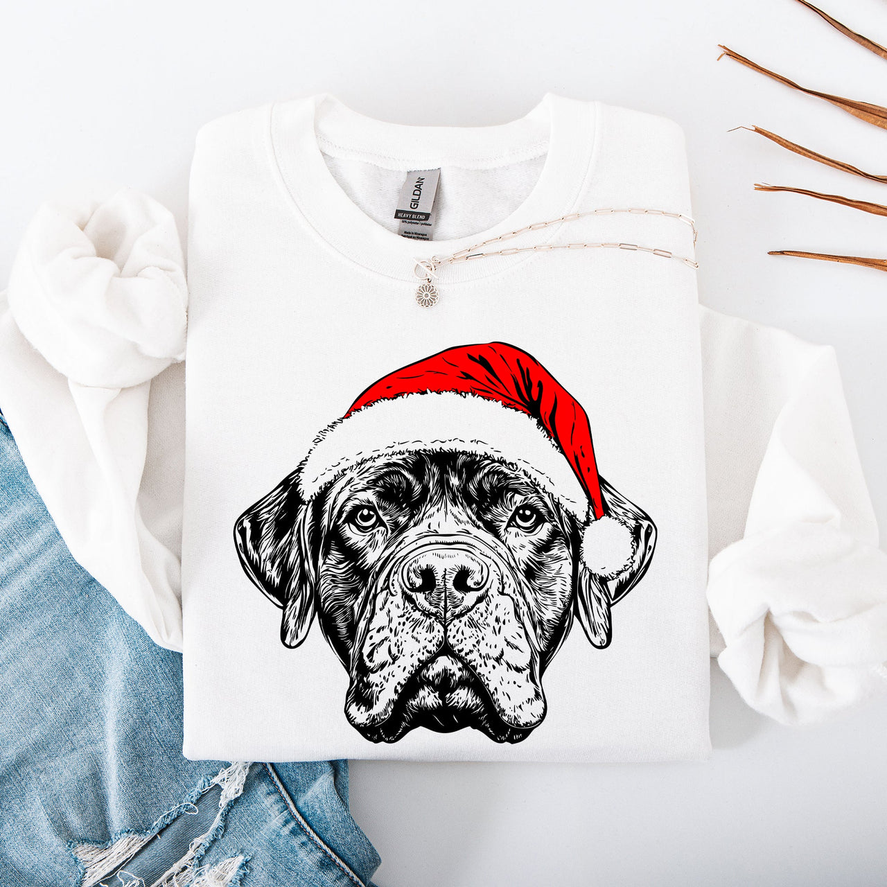 Bull Mastiff Santa Dog Christmas Lover Festive Holiday Companion For Pet Parents Sweatshirt