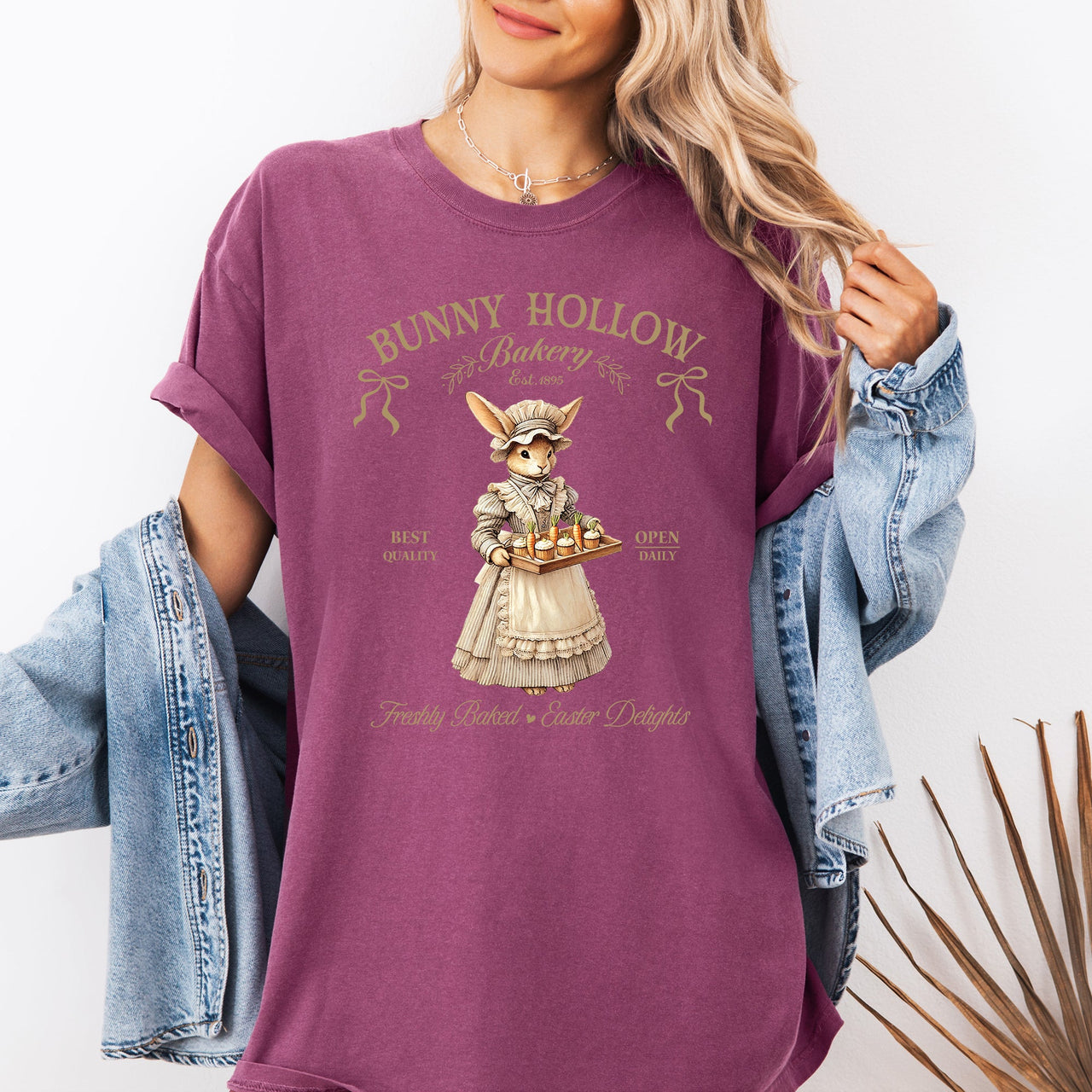 Bunny Hollow Bakery Easter Bunny Jesus Rabbit Holiday Family Friendly Comfort Colors Tee