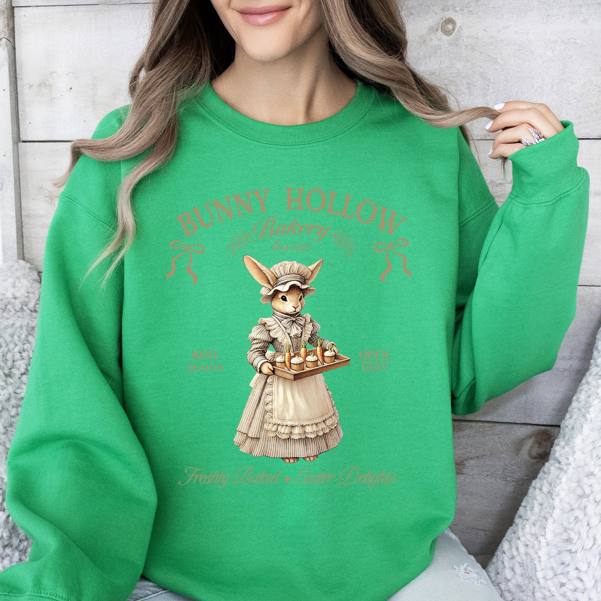 Bunny Hollow Bakery Adorable Easter Bunny Jesus Rabbit Holiday Season Sweatshirt