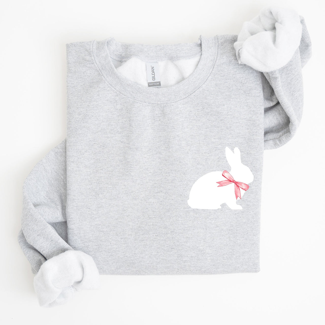 Bunny Wearing A Bow Pocket Print Easter Rabbit Illustration For Spring Sweatshirt