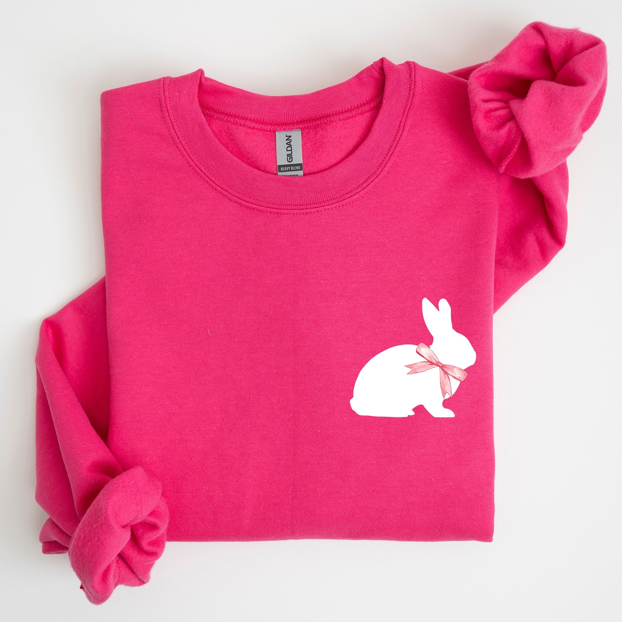 Bunny Wearing A Bow Pocket Print Easter Rabbit Illustration For Spring Sweatshirt