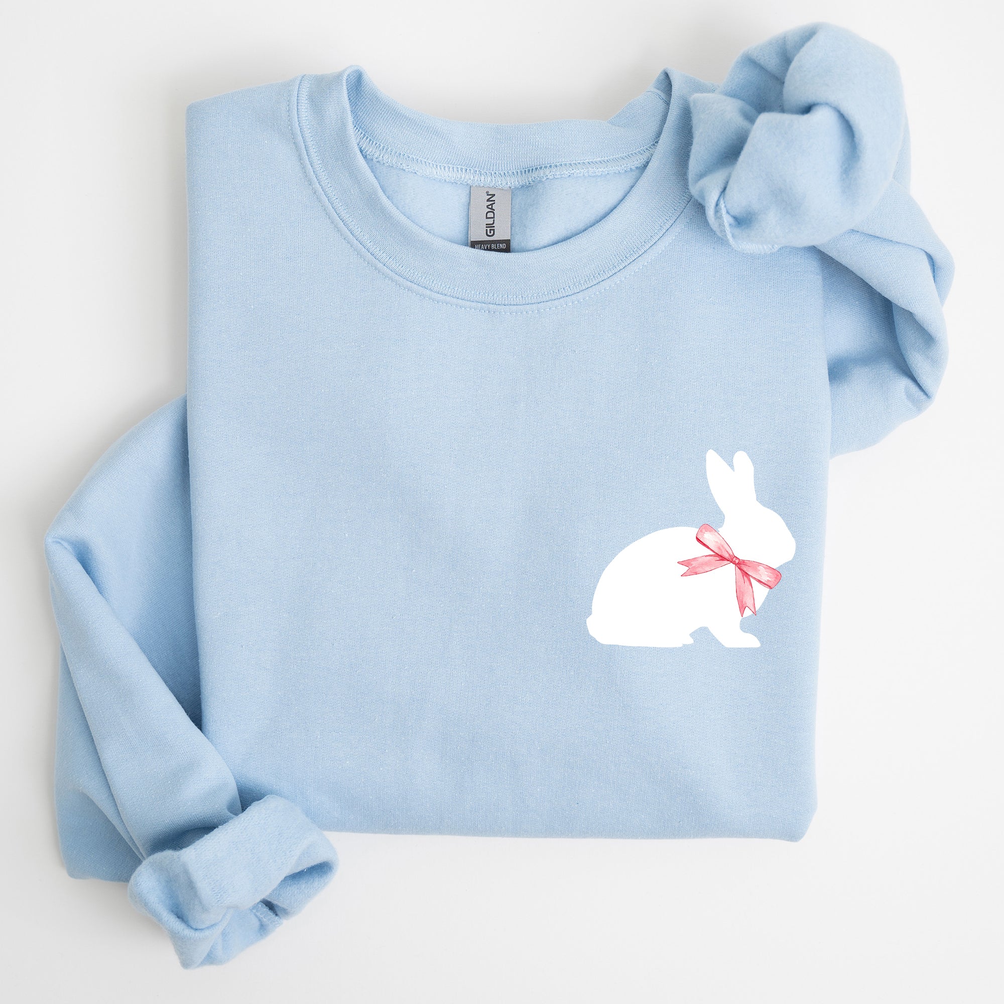 Bunny Wearing A Bow Pocket Print Easter Rabbit Illustration For Spring Sweatshirt