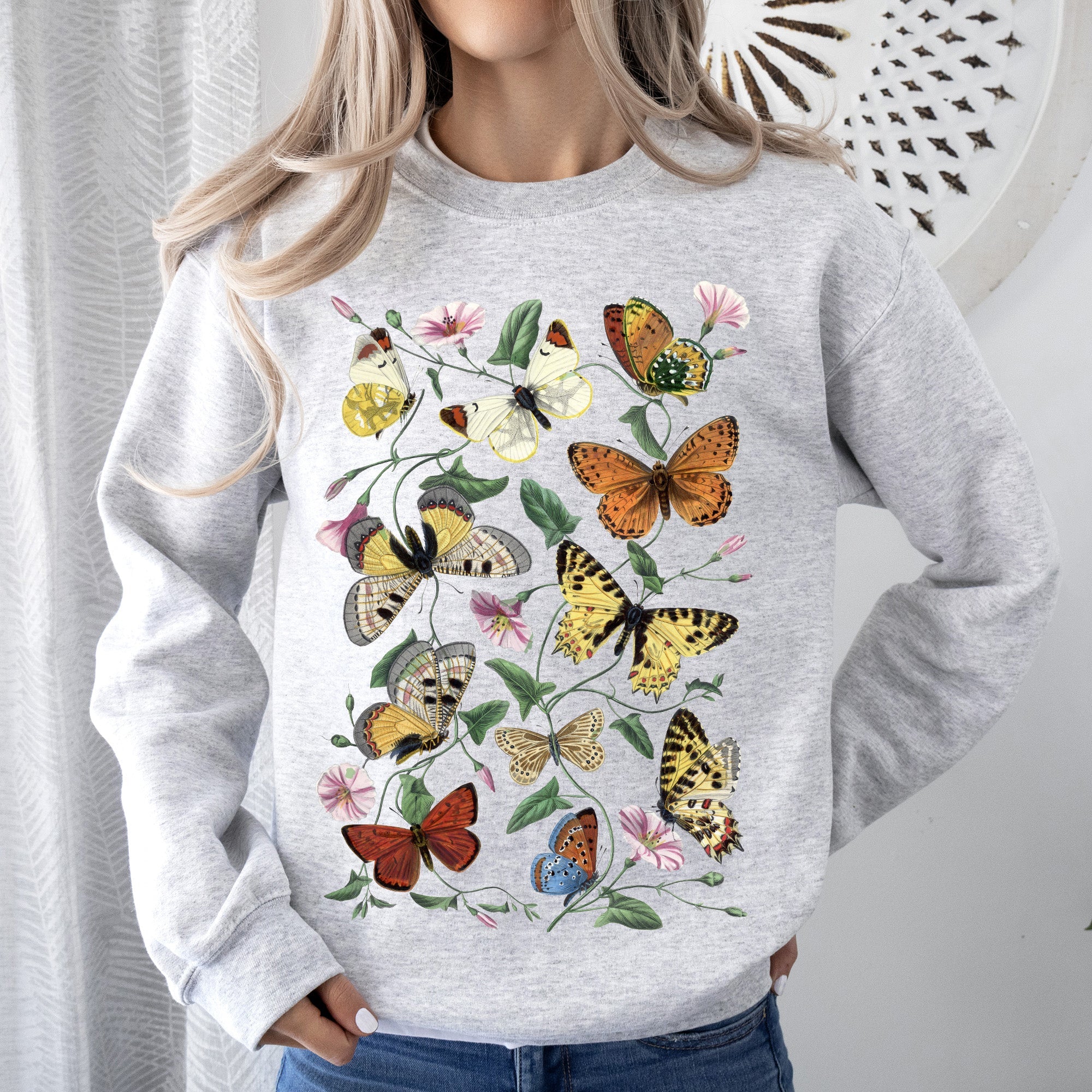 Butterfly Garden Floral Print With Vibrant Butterflies And Blossoms Cozy Sweatshirt
