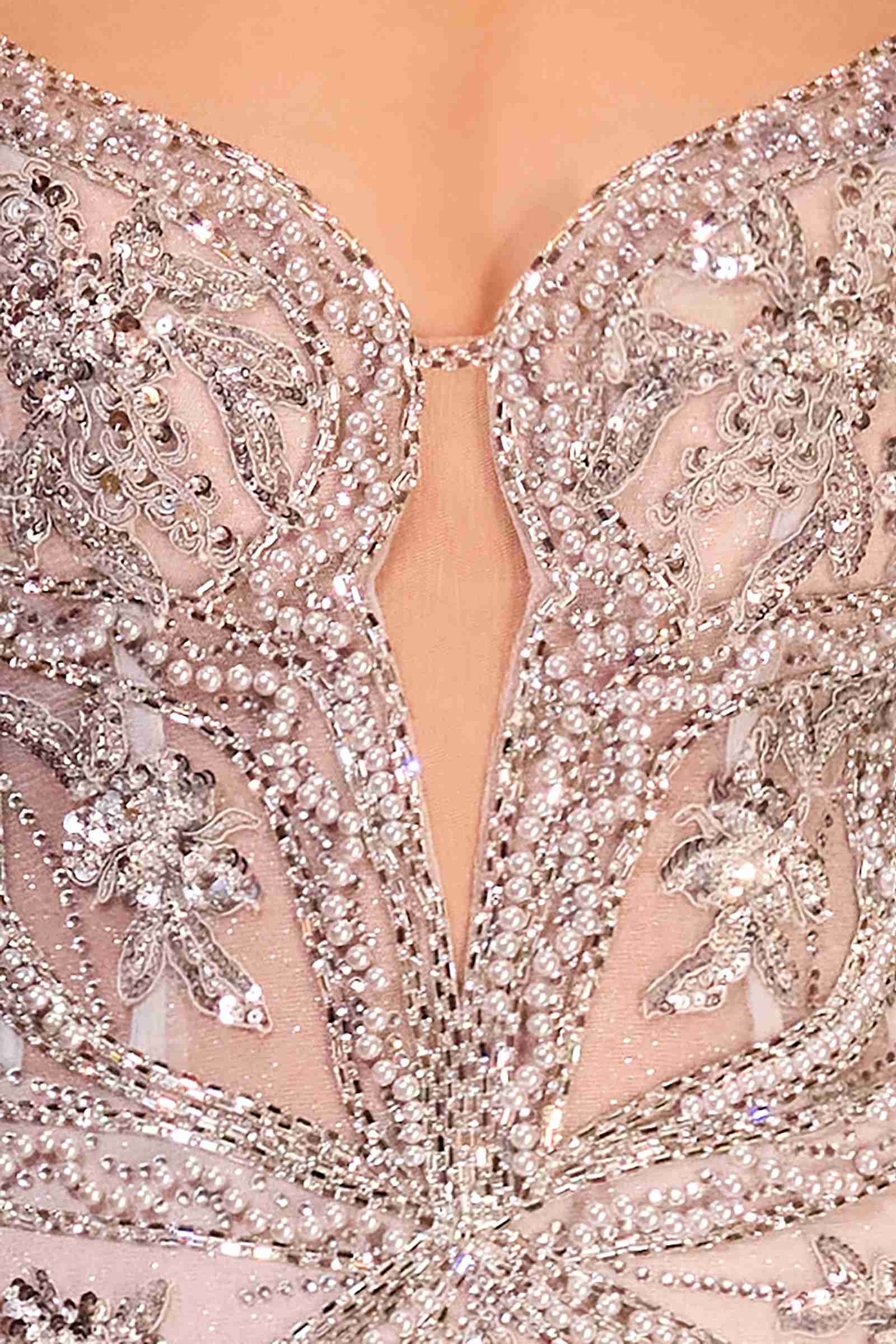 Ladivine CC0240 Dress Pearl Embellished Fit & Flare Gown