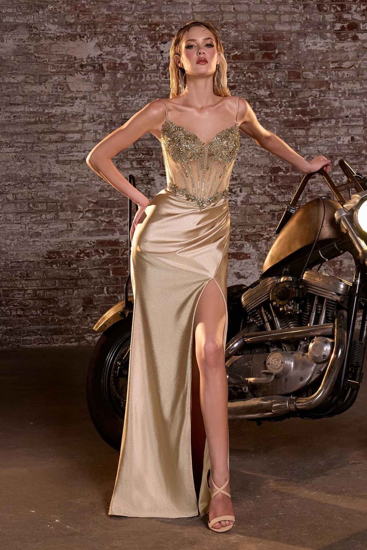 CLEARANCE - Ladivine CC408 Long Satin Fitted Lavender Gown (Size 2)