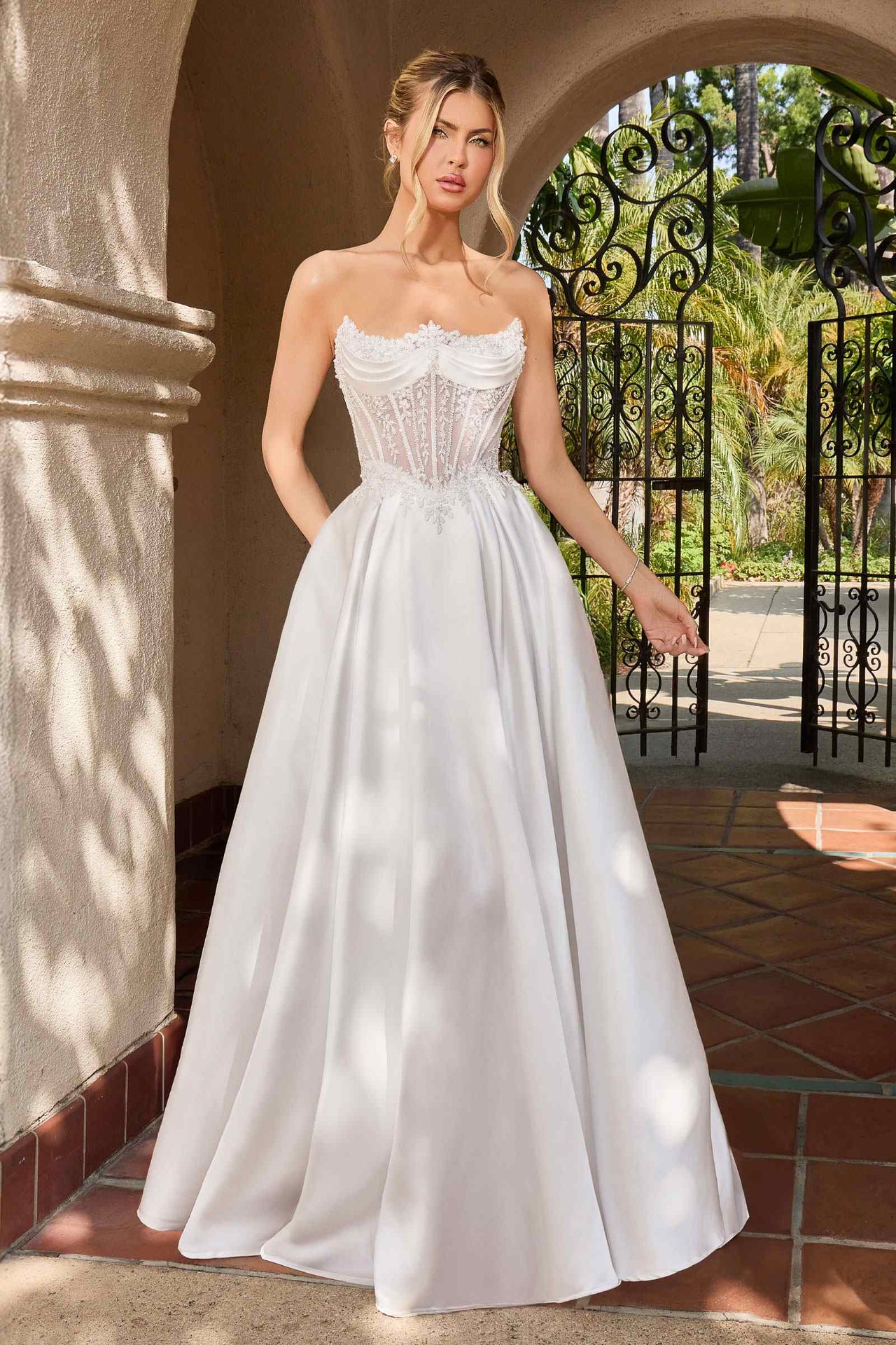 Ladivine CC511W Strapless A-Line Off White Bridal Gown