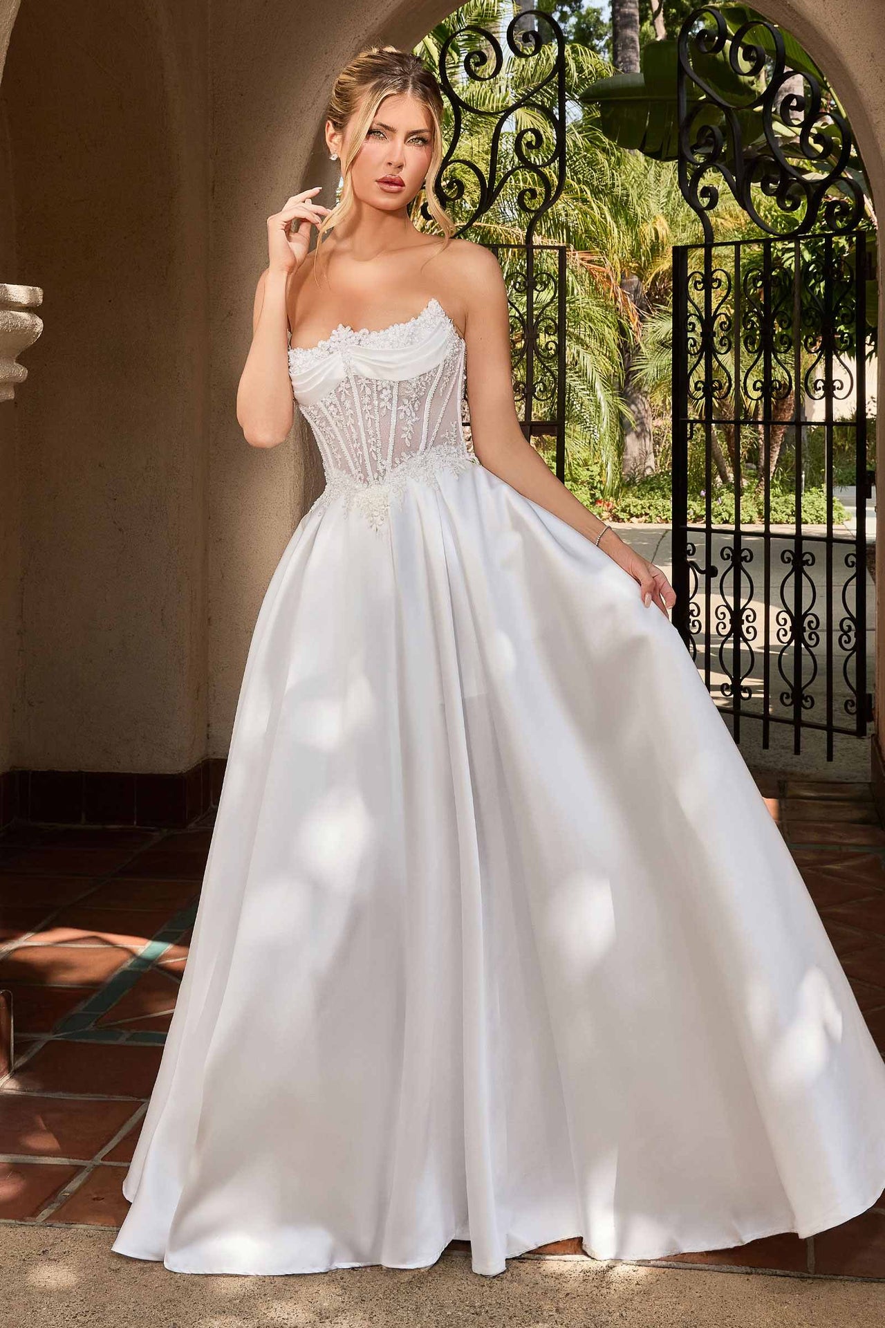 Ladivine CC511W Strapless A-Line Off White Bridal Gown