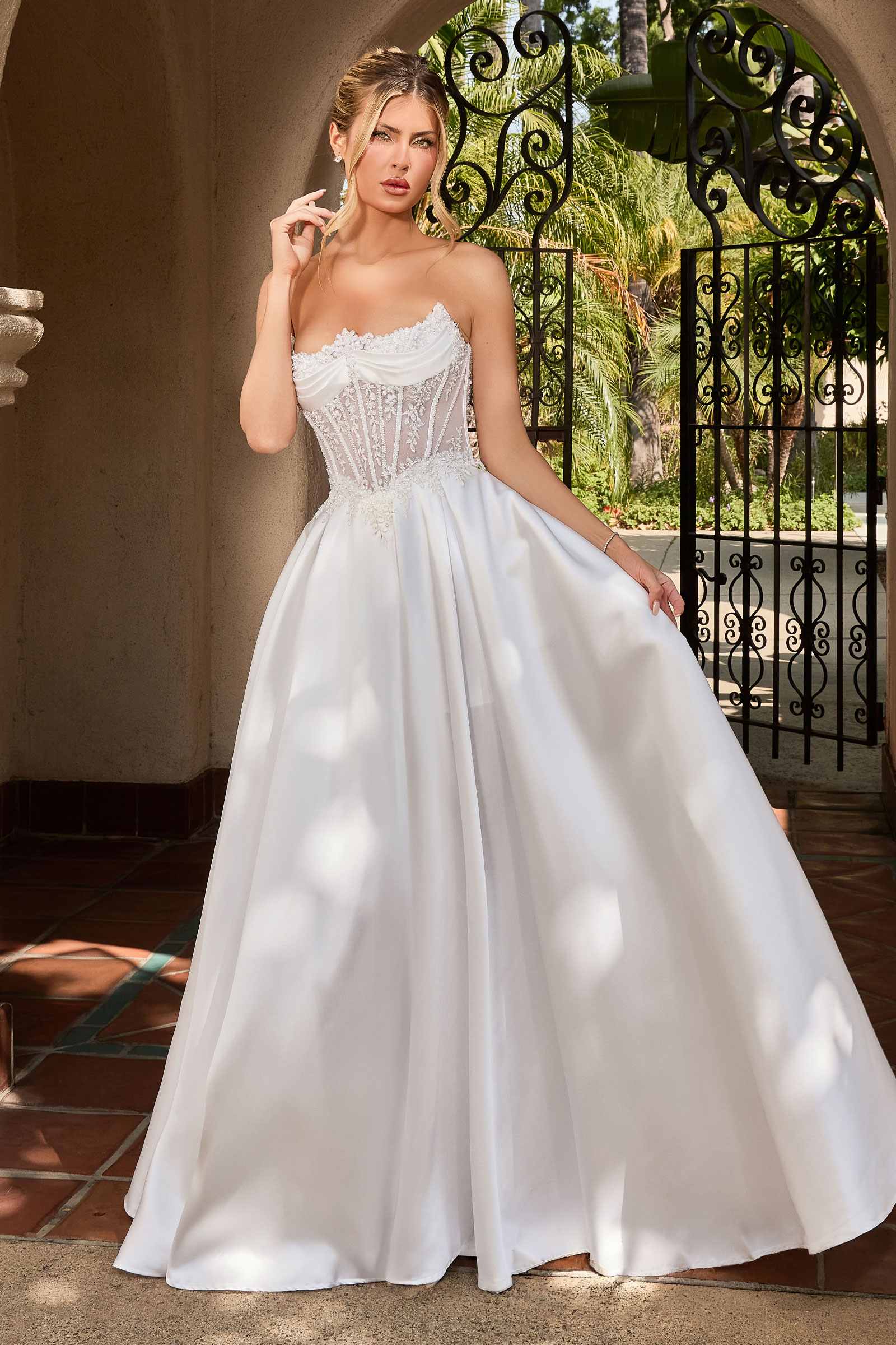 Ladivine CC511W Strapless A-Line Off White Bridal Gown