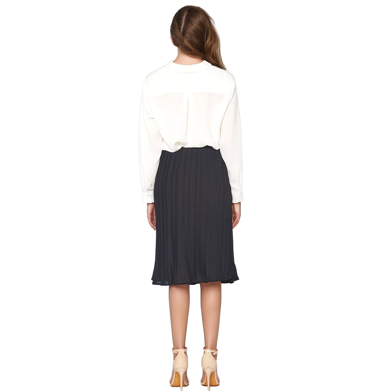 Pleione Women's High Waisted Pleated Midi Skirt