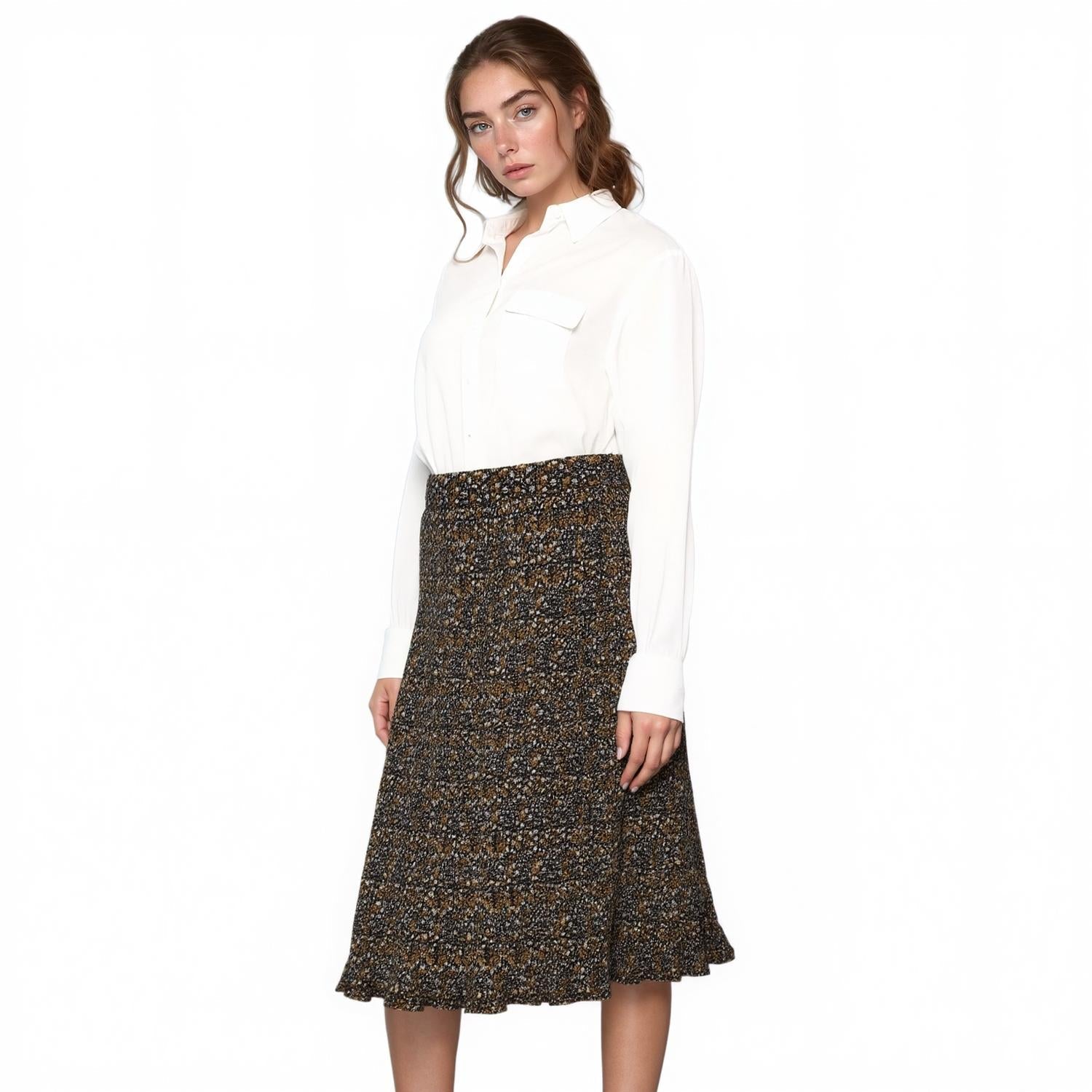 Pleione Women's High Waisted Pleated Midi Skirt
