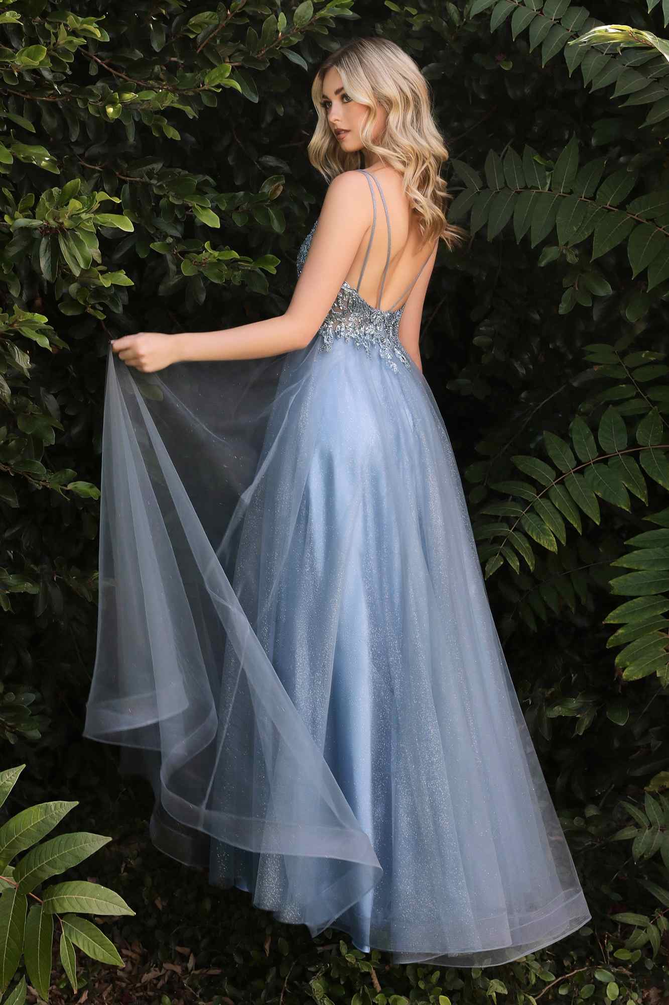 Cinderella Divine CD0154 Long Dress Beaded Applique Bodice Layered Tulle Skirt
