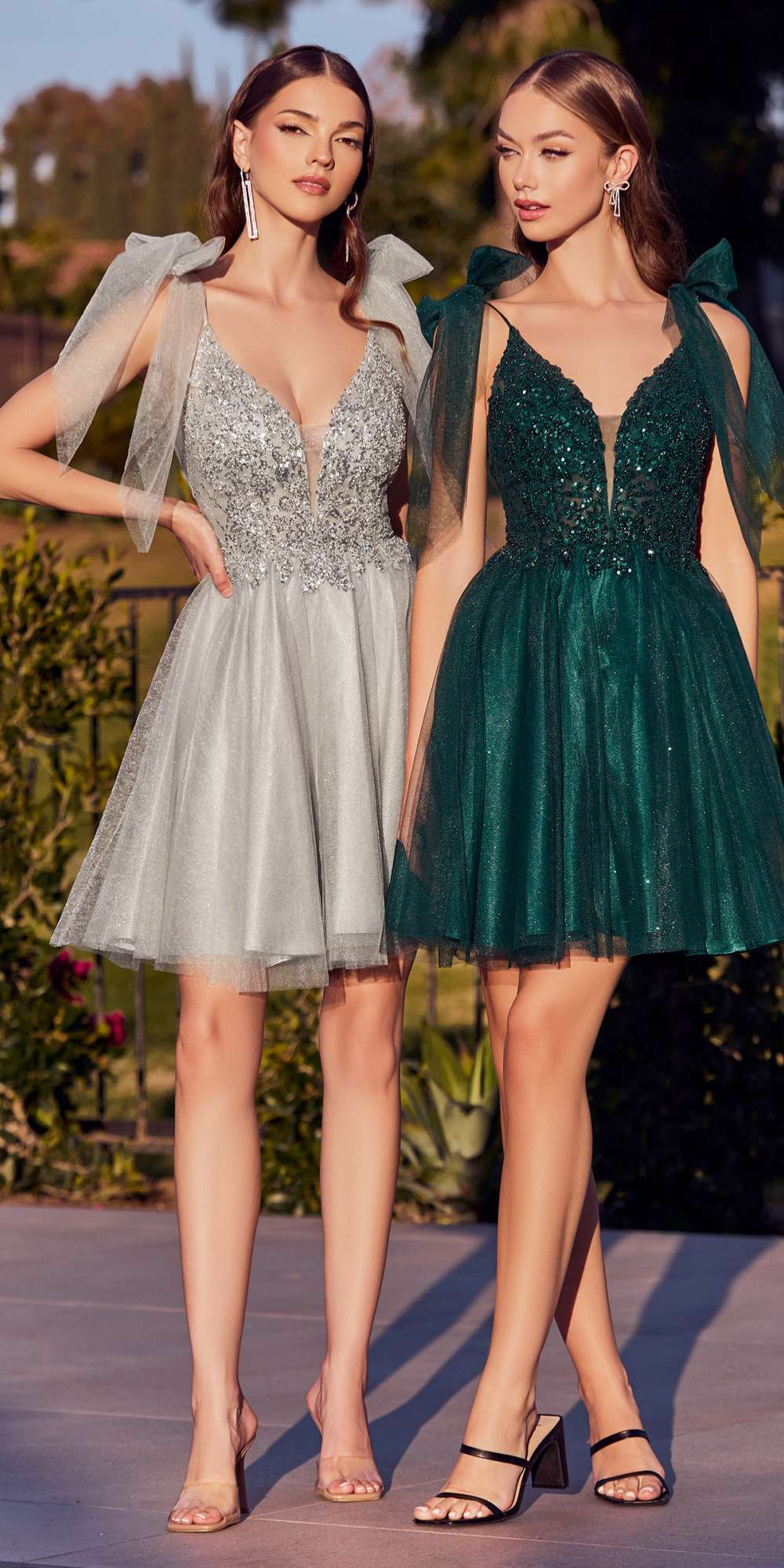 Cinderella Divine CD0174 Short A-Line Dress Lace Applique Tulle Ribbon