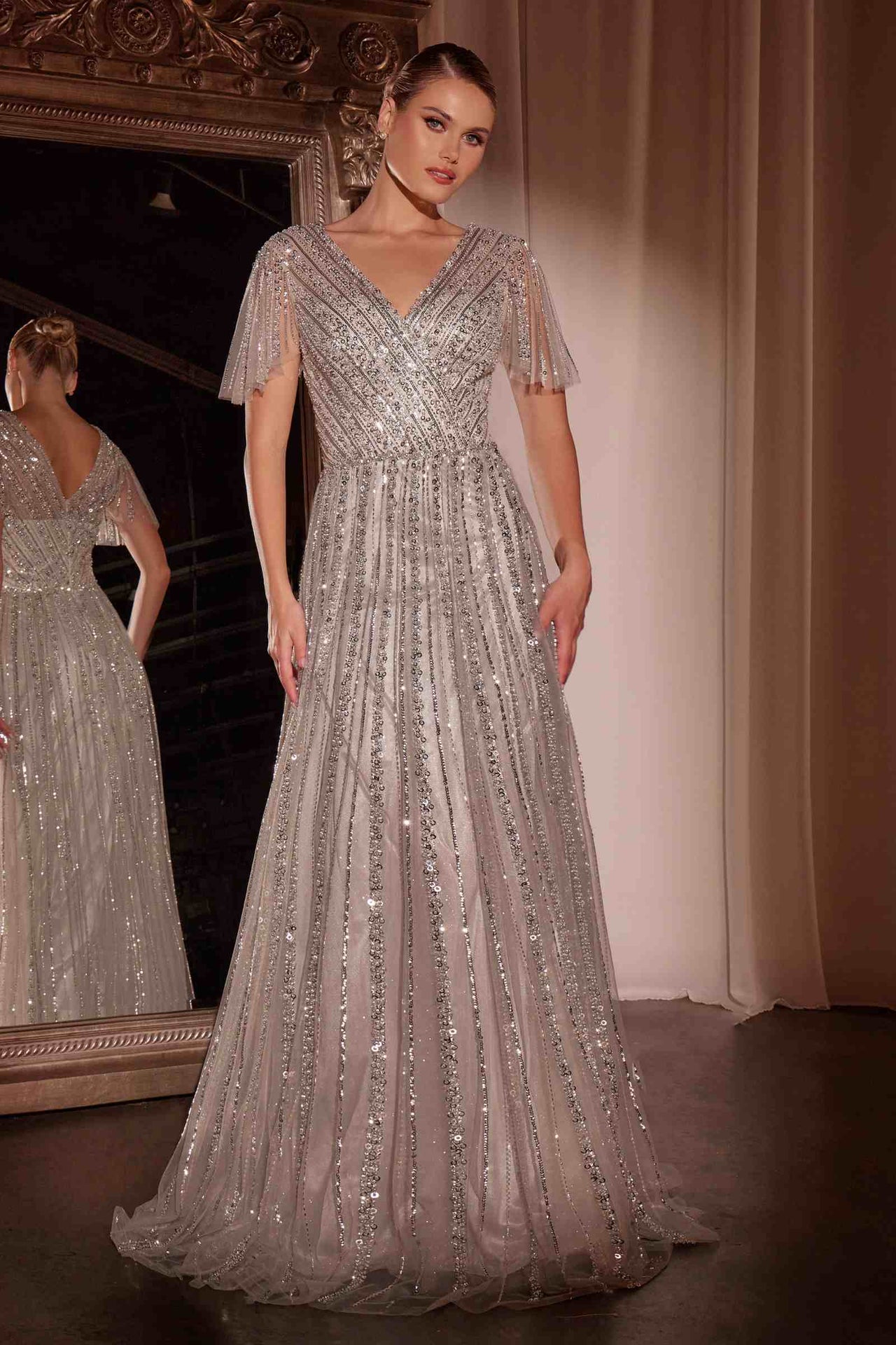 Ladivine CD0241 Dress Sequin Embellished A-Line Gown