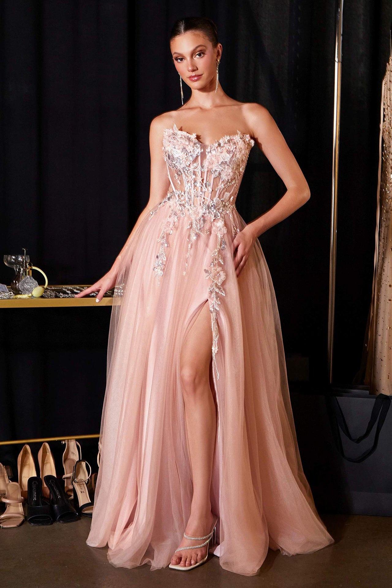 Ladivine CD2426 Enchanting 3D Floral Applique A-Line Gown