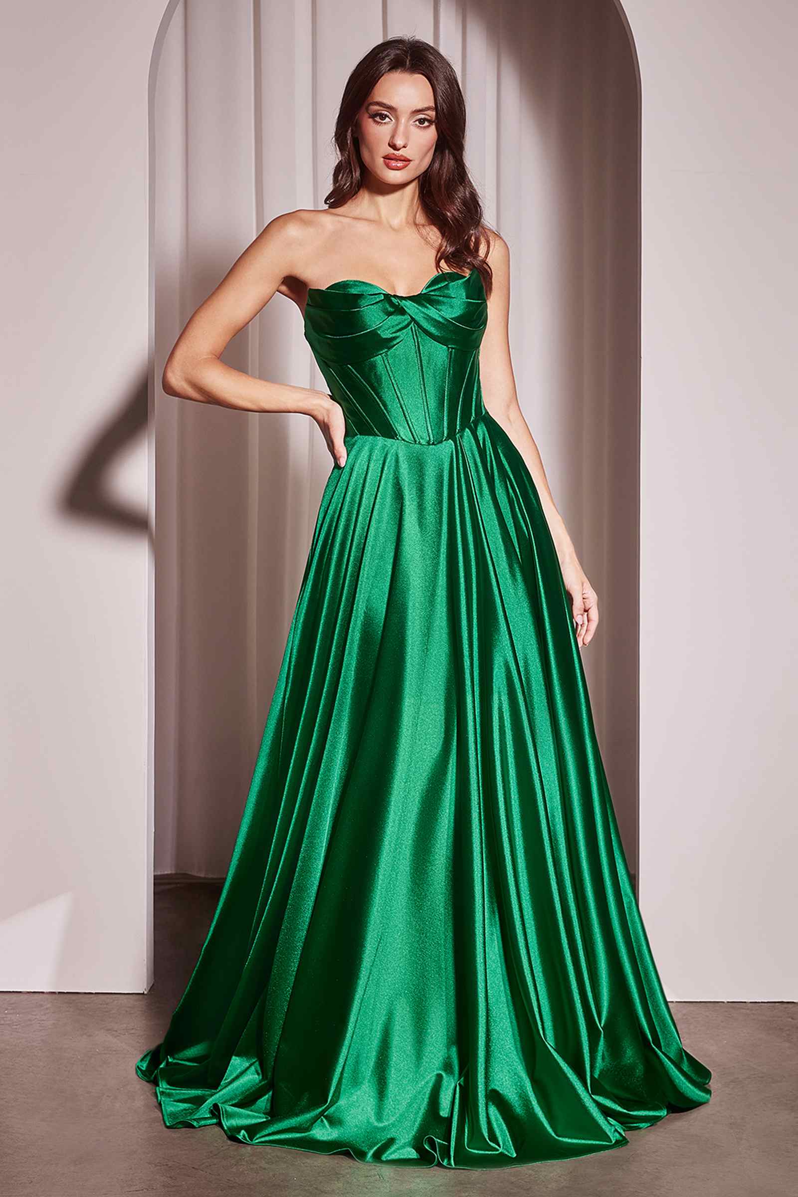 Ladivine CD378 Dress Strapless Satin A-Line Gown