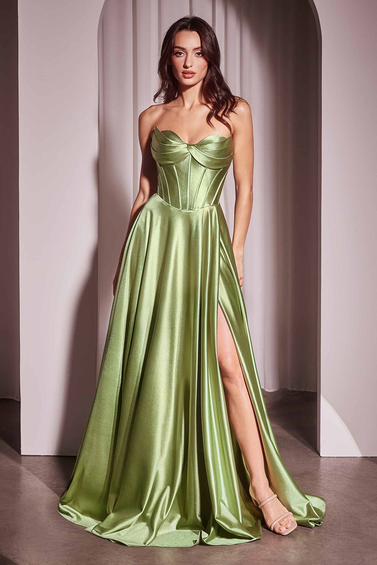 Ladivine CD378 Dress Strapless Satin A-Line Gown