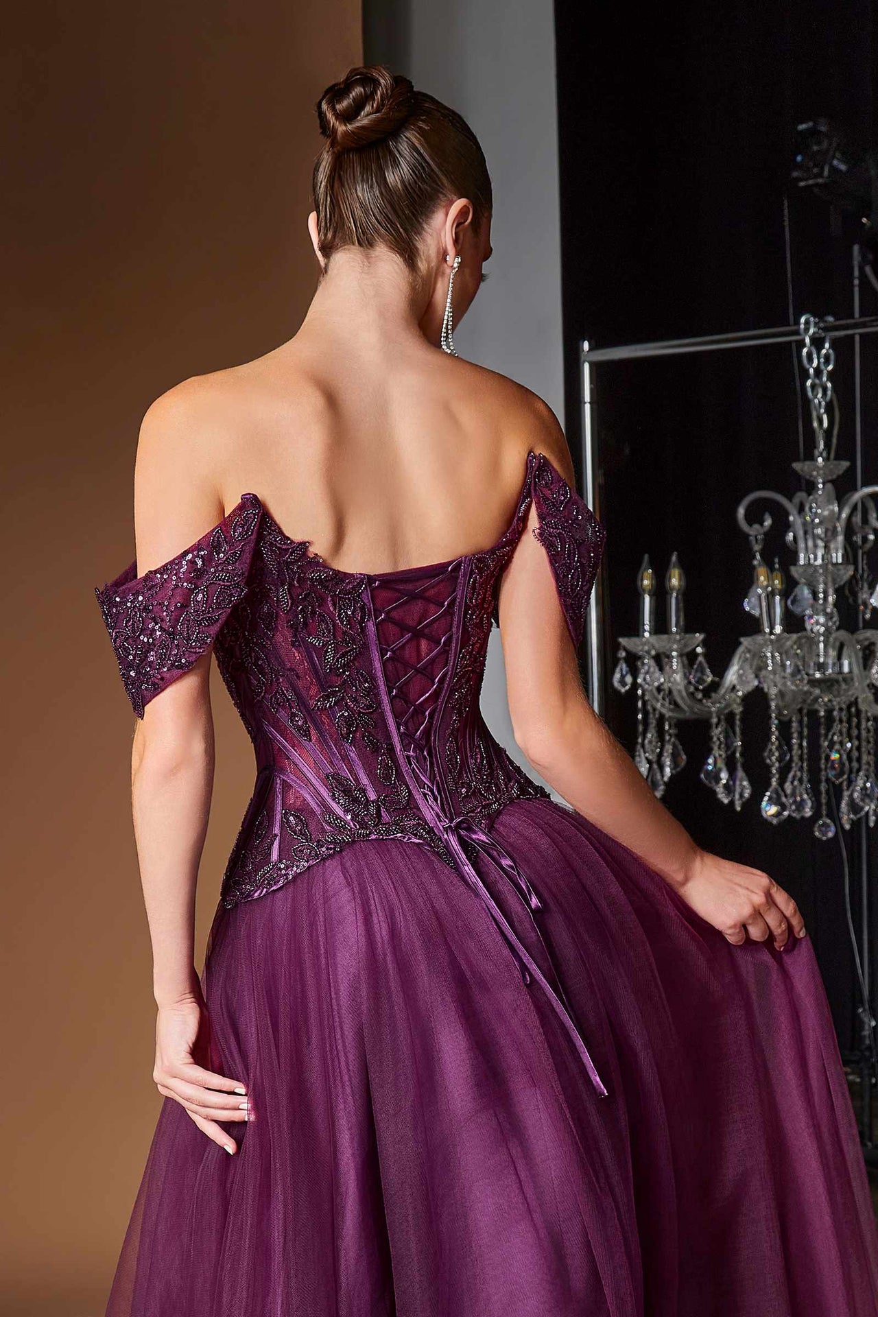 Ladivine CD657 Off the Shoulder A-line Ballgown Tulle Dress