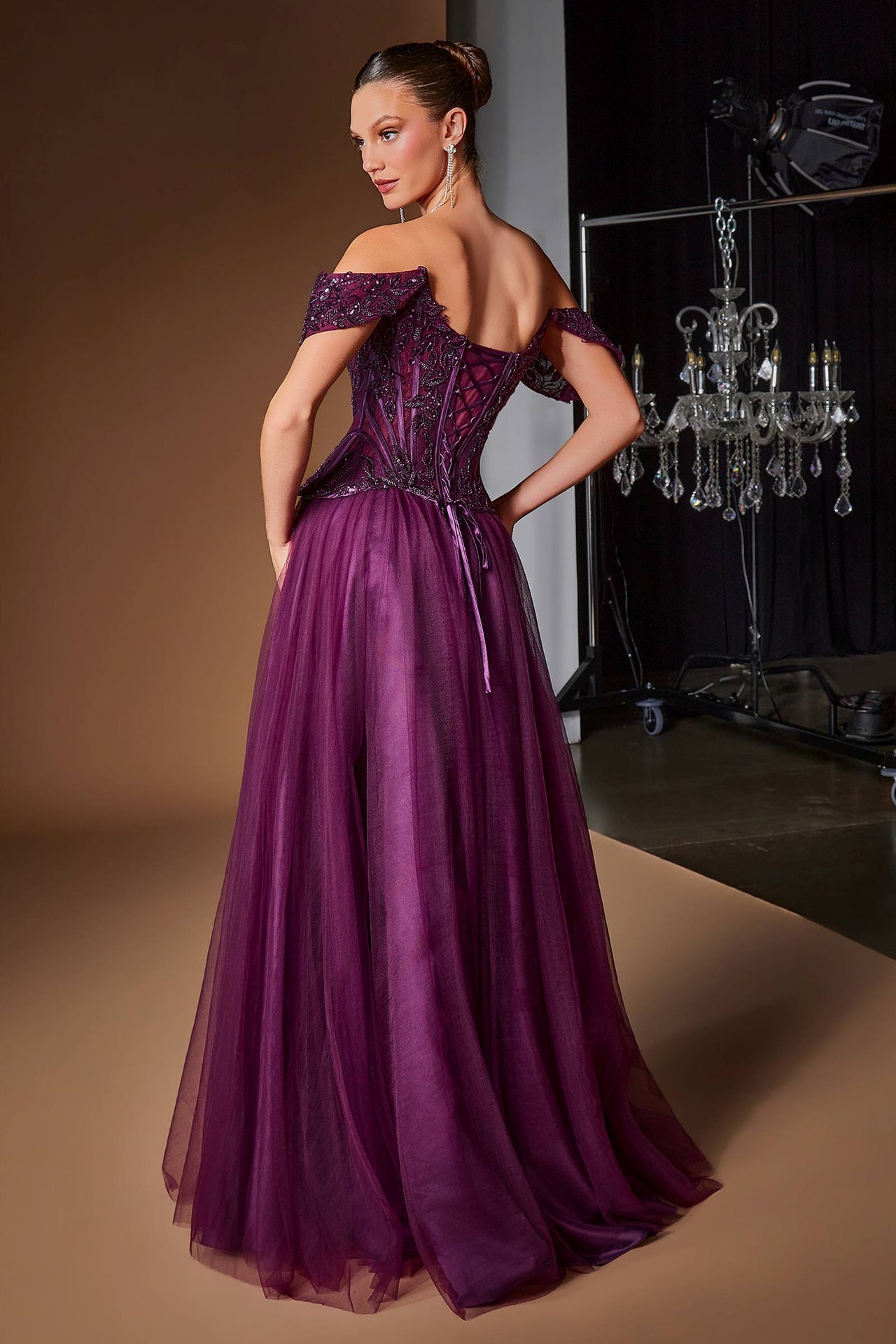 Ladivine CD657 Off the Shoulder A-line Ballgown Tulle Dress