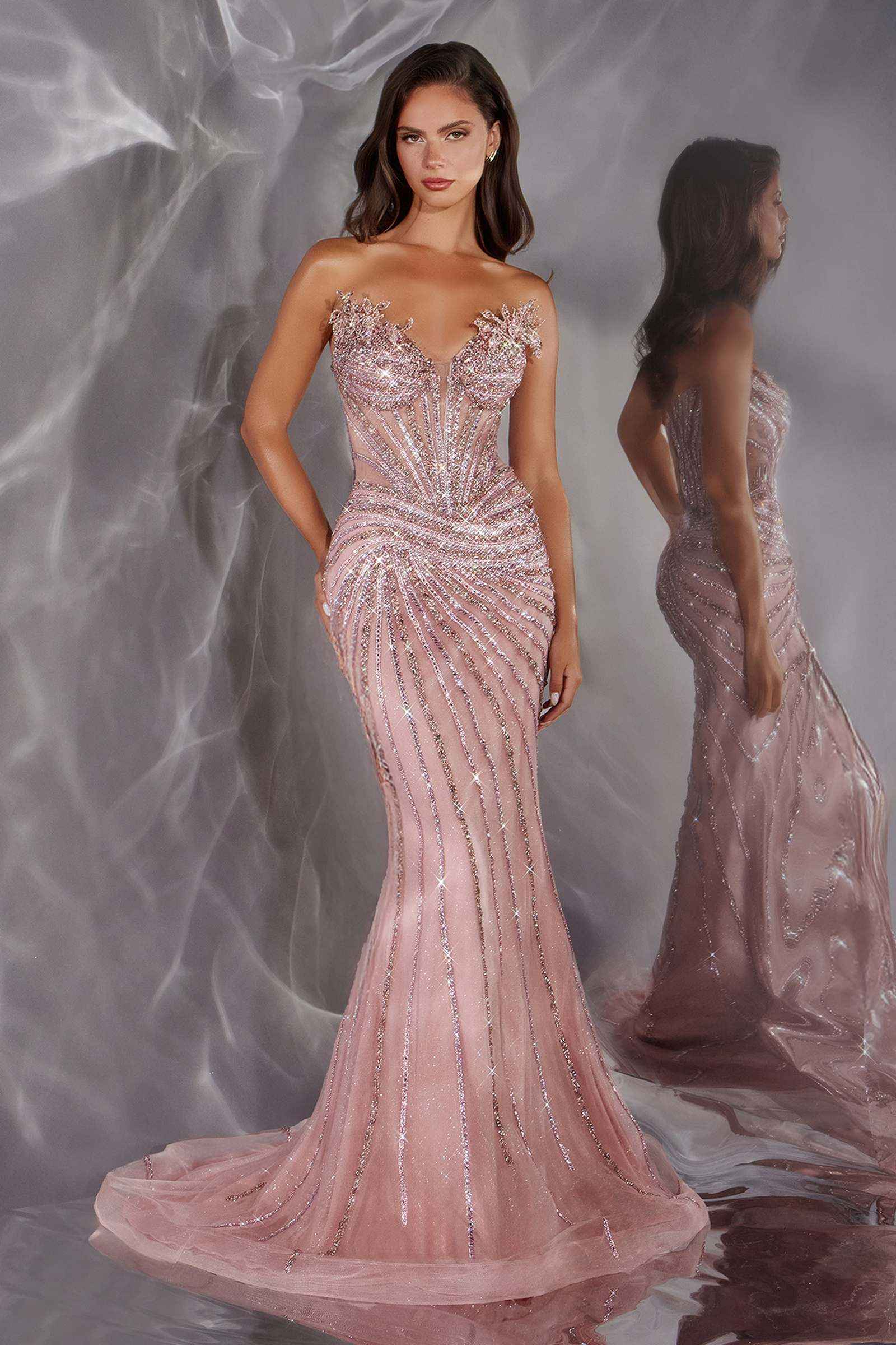 Ladivine CD715 Red Carpet Glamour Fitted Mermaid Gown