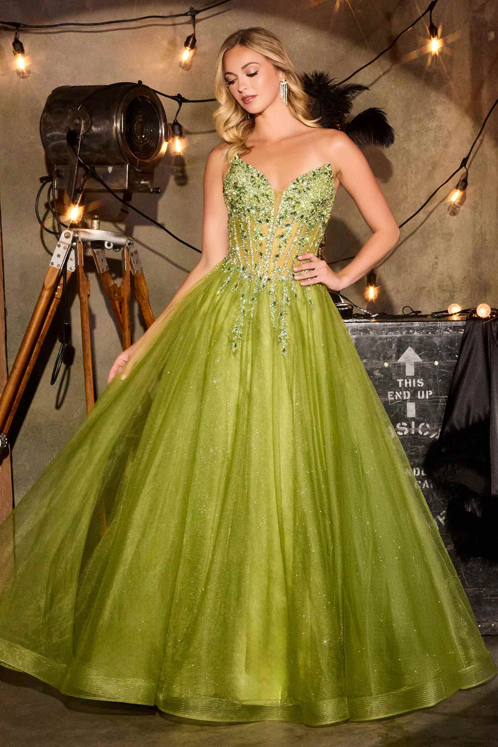 Ladivine CD721 Strapless A-Line Sweetheart Corset Bodice Formal Dress