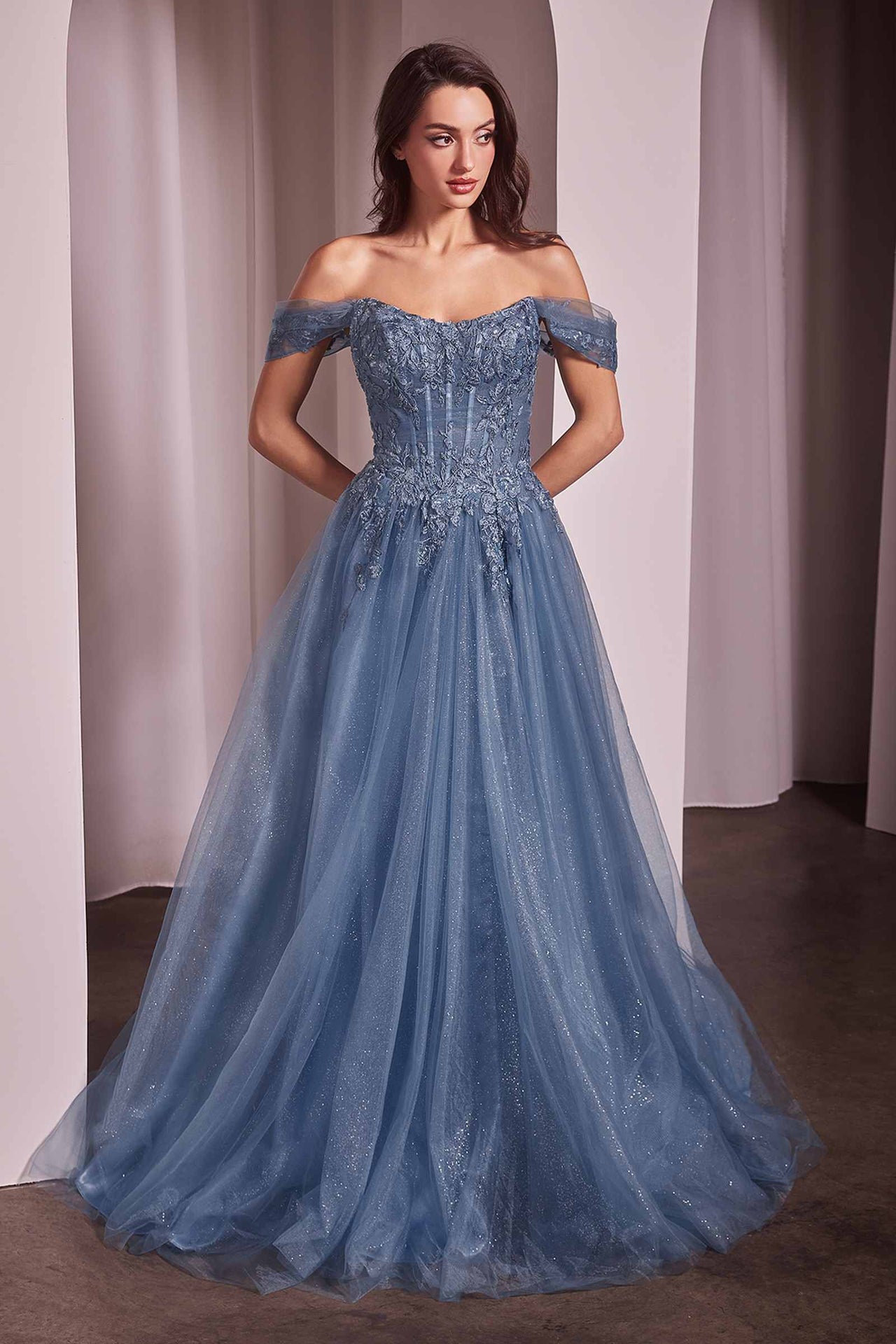 Ladivine CD799 Long Off The Shoulder A-Line Ball Gown