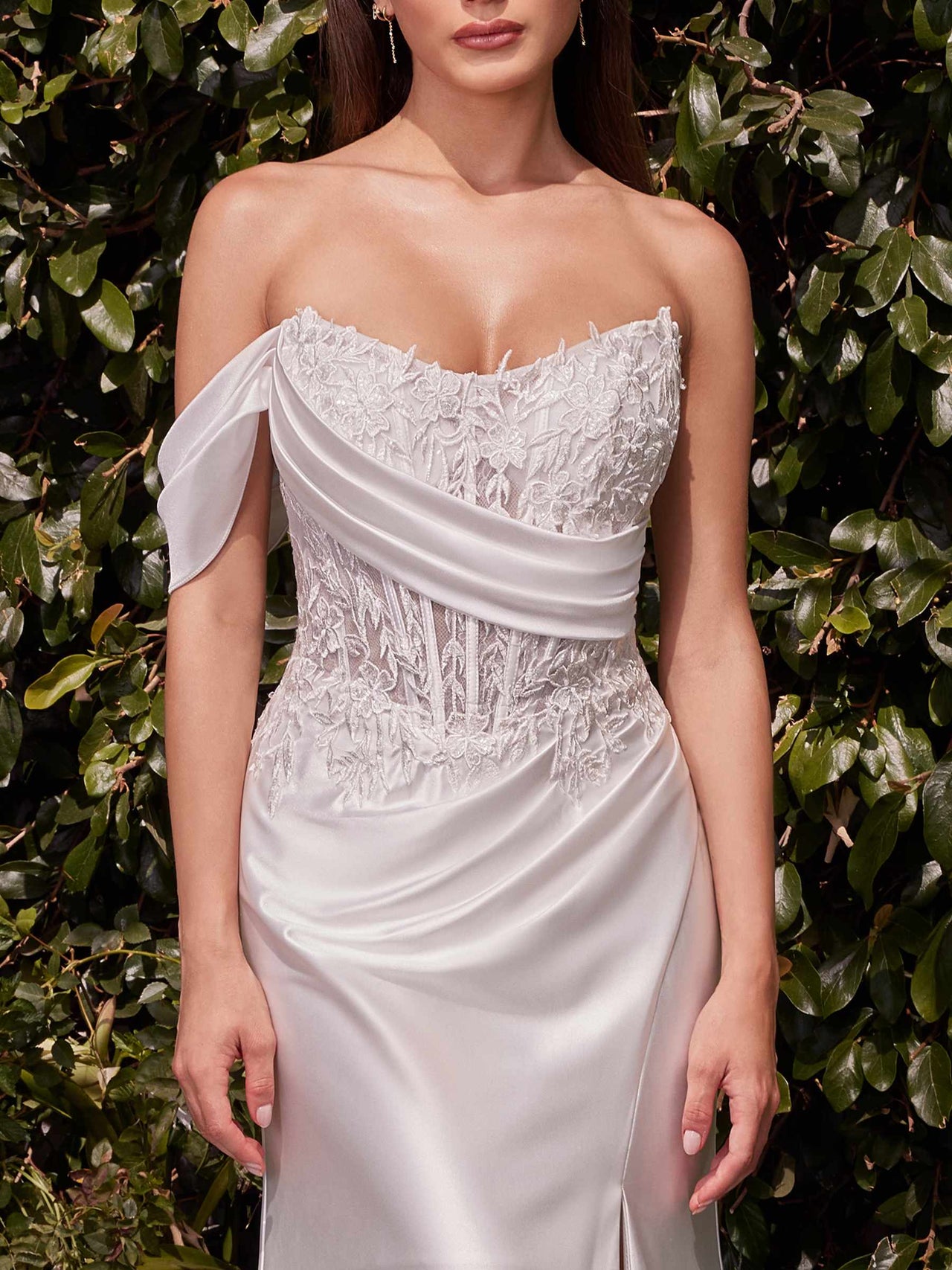 CLEARANCE - Ladivine CD804W Dress Lace Satin Fit & Flare Bridal Gown (Size 16)