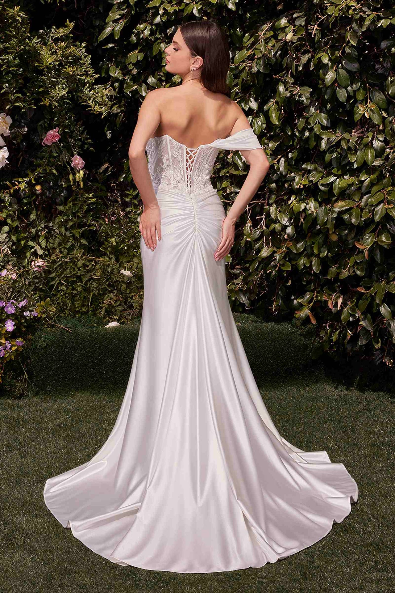 CLEARANCE - Ladivine CD804W Dress Lace Satin Fit & Flare Bridal Gown (Size 16)