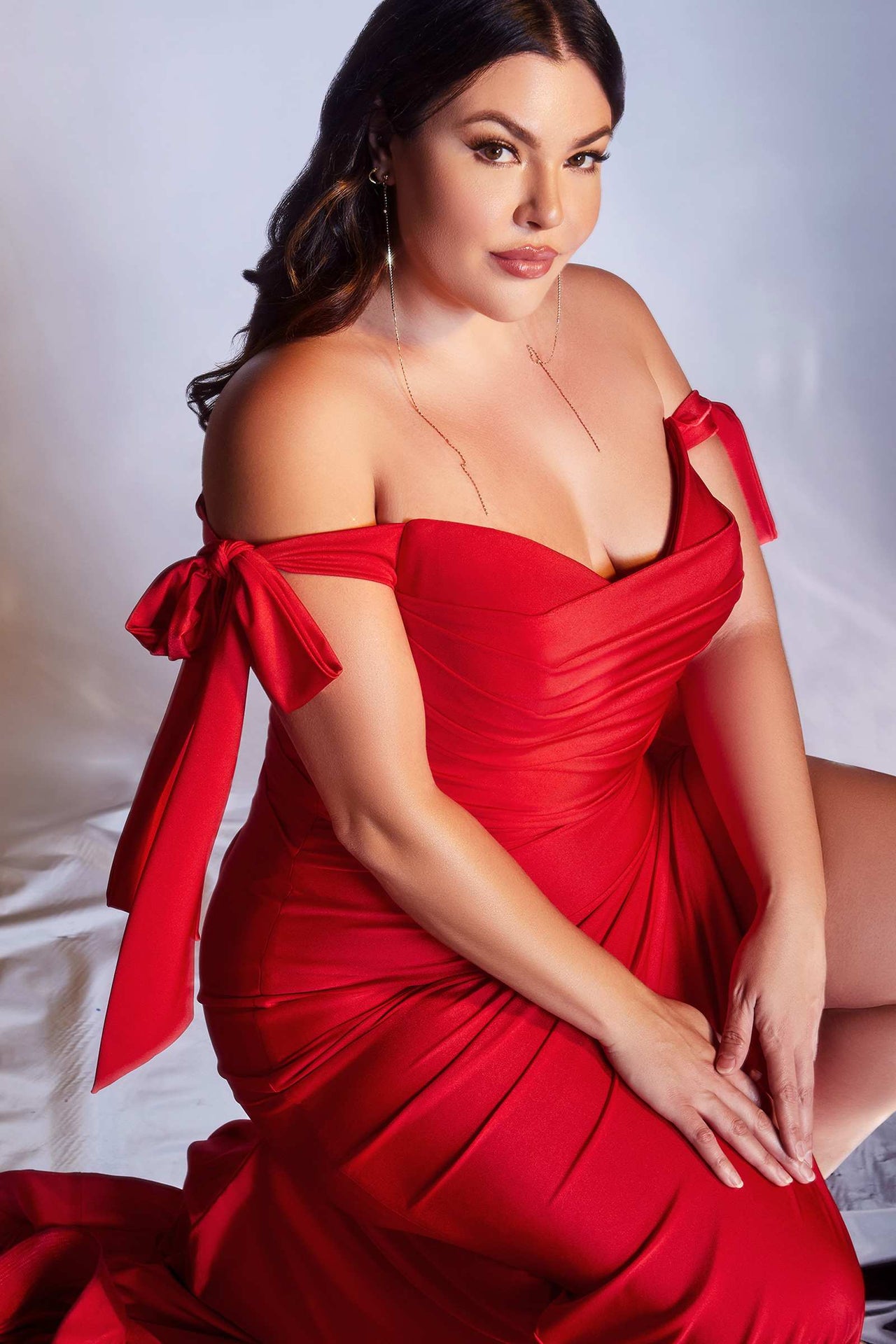 Cinderella Divine CD943C Long Fitted Stretch Jersey Formal Dress Off Shoulder