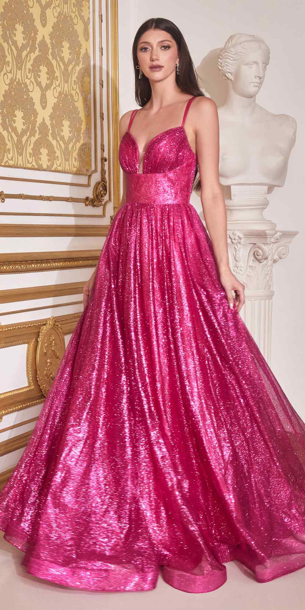 Cinderella Divine CD996 Floor Length A-line Glitter Ball Gown