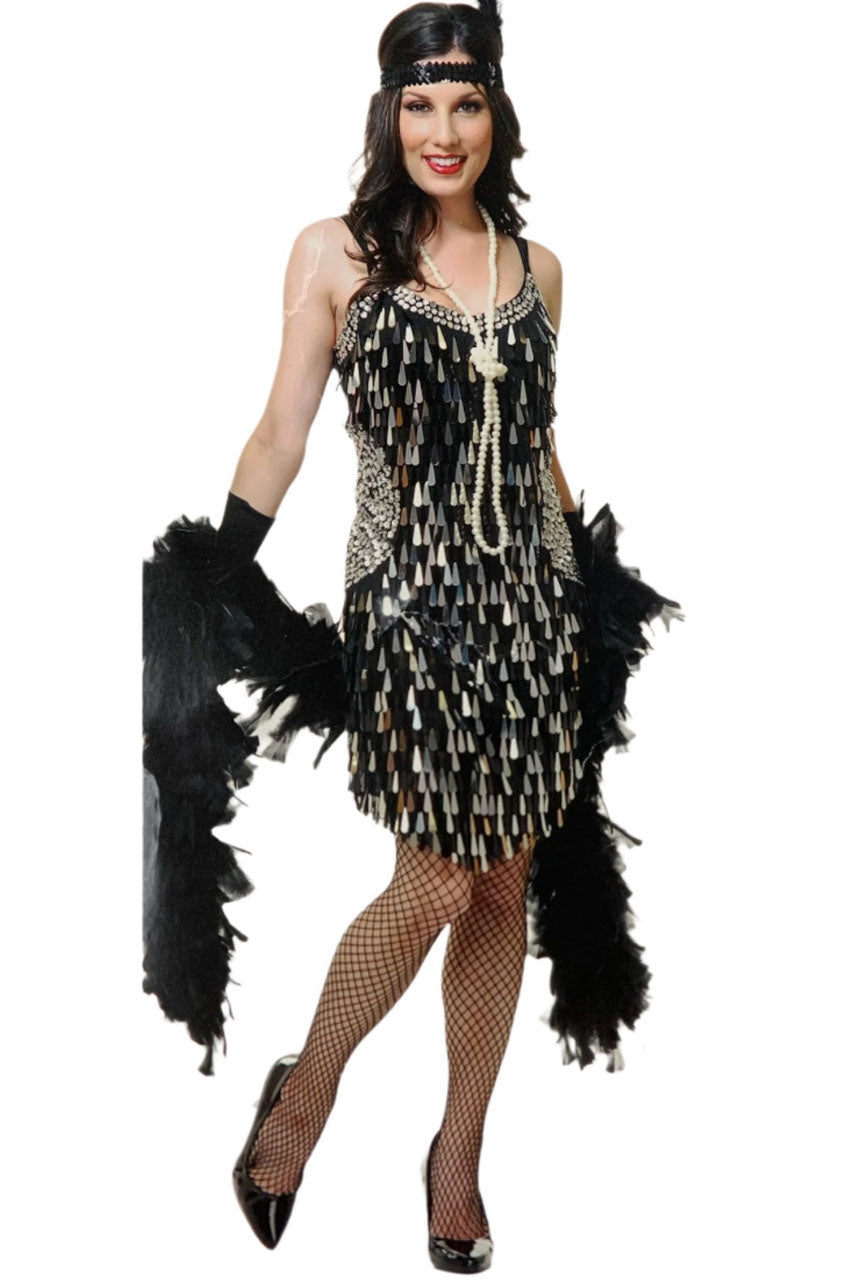 Tear Drop Mirror Sequin Trimmed Dress