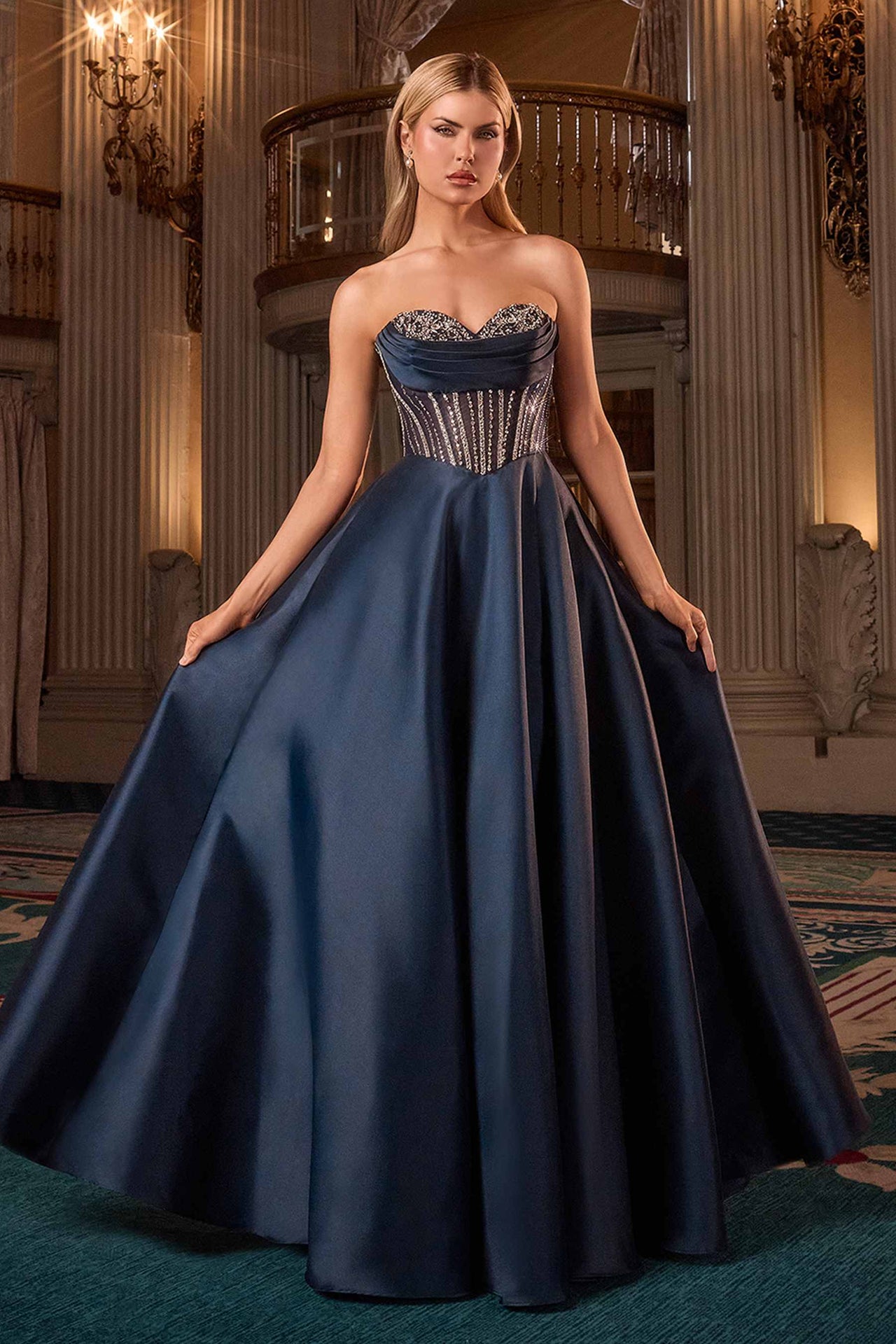 Ladivine CK2405 Luxurious Ball Gown Mikado Strapless Sweetheart