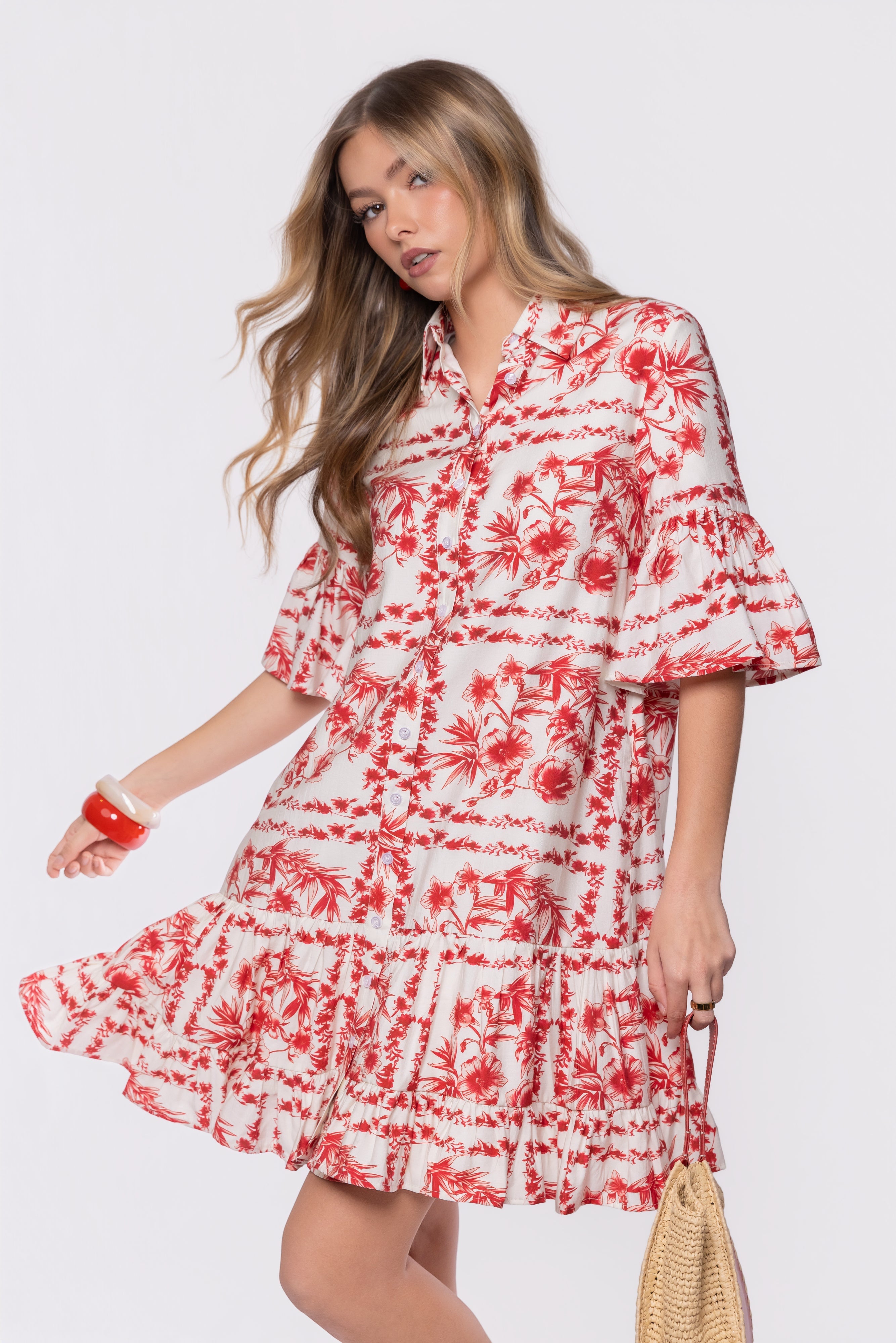 Lola Dress (White Red)