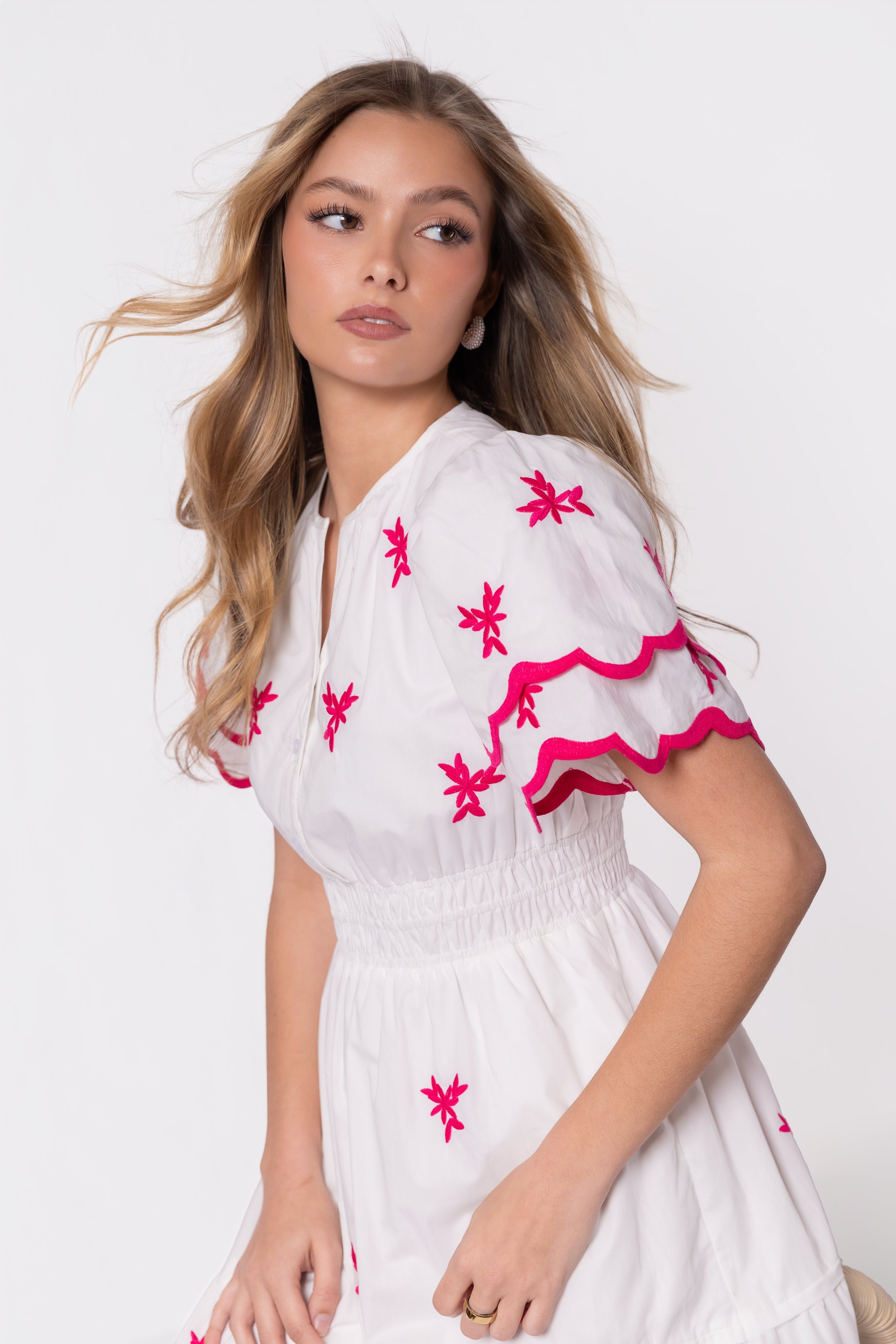 Estelle Dress (White Pink)