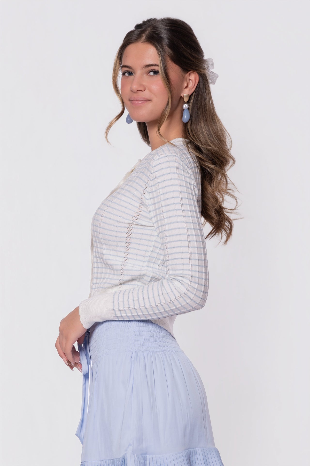 Jessie Cardigan (White/Blue)