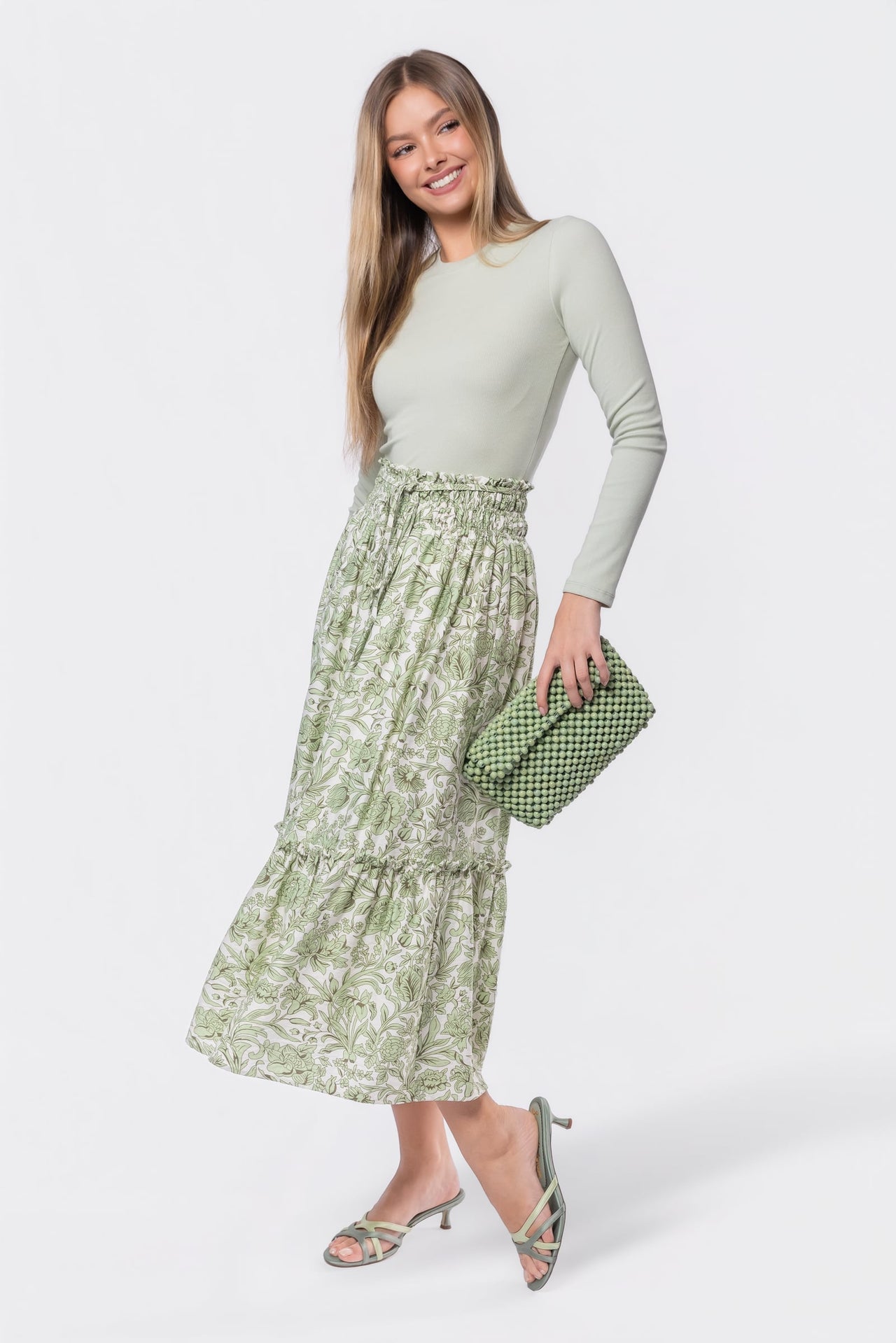 Nancy Skirt (White/Green)