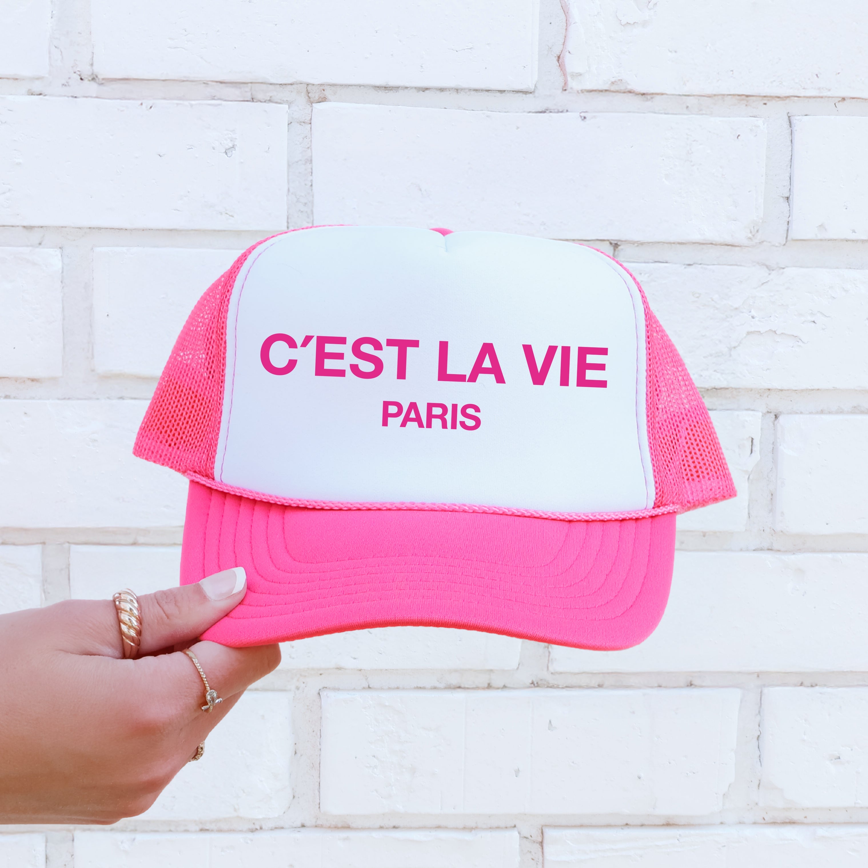 C'est La Vie Paris Sassy Funny Quote Bold Graphic Statement Celebrating City Charm Trucker Hat