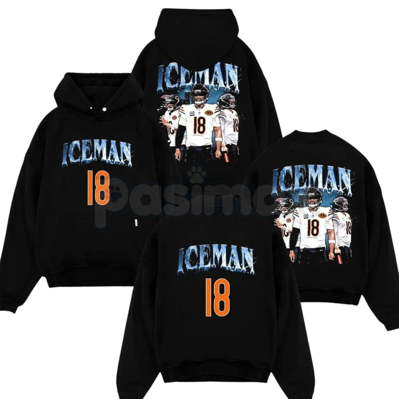 Caleb Williams Iceman #18 Game Day Fit – Bears Nation Cotton Hoodie, Sweatshirt