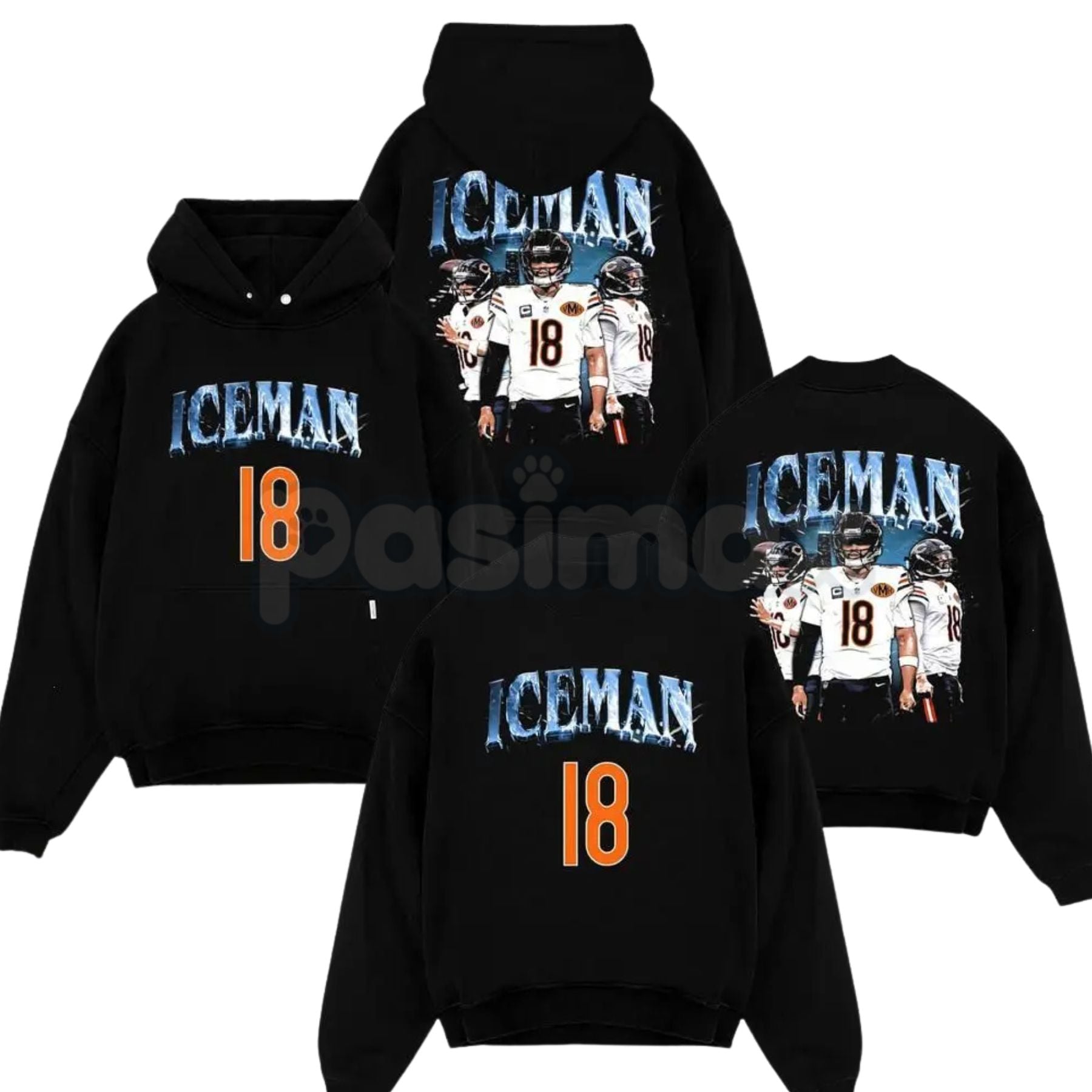 Caleb Williams Iceman #18 Game Day Fit – Bears Nation Cotton Hoodie, Sweatshirt