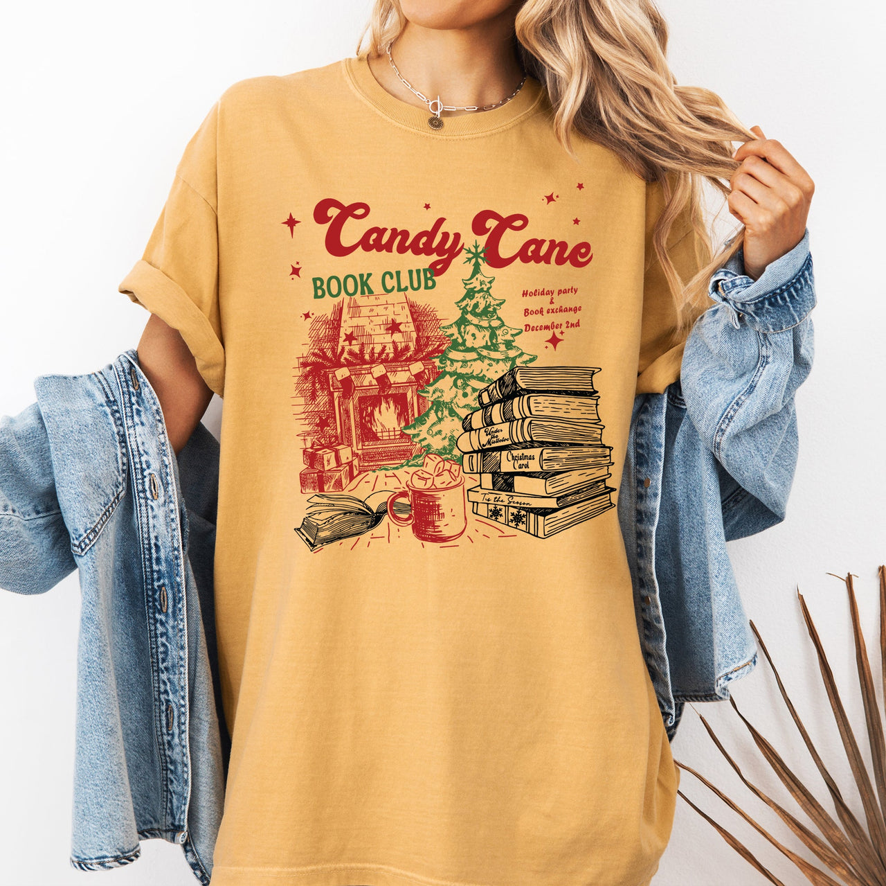 Candy Cane Book Club Christmas Reading Winter Santa Xmas Edition Comfort Colors Tee
