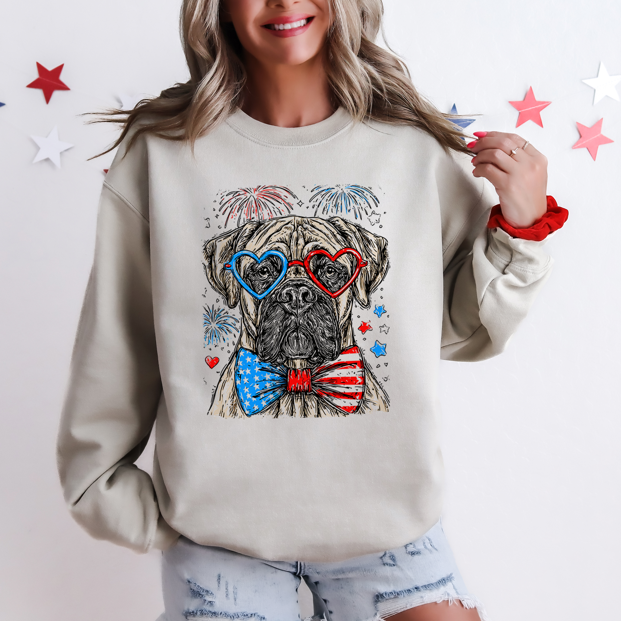 Cane Corso Patriotic Dog USA Flag Emblem And American Pride Americana Graphic Design Sweatshirt