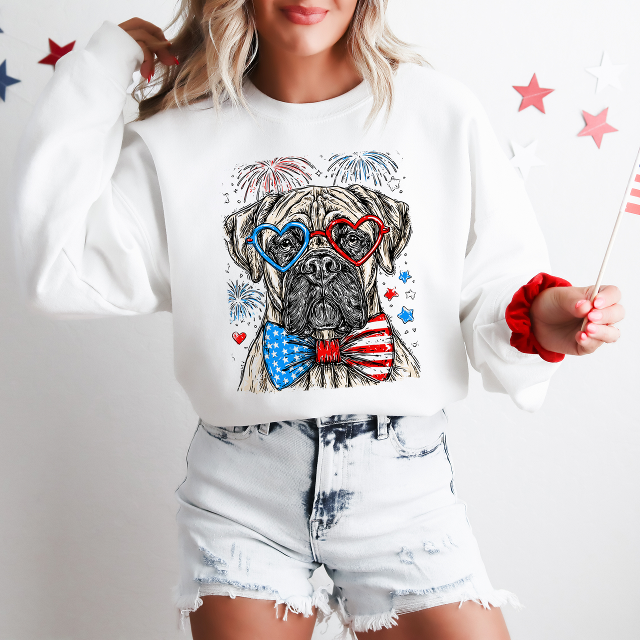 Cane Corso Patriotic Dog USA Flag Emblem And American Pride Americana Graphic Design Sweatshirt