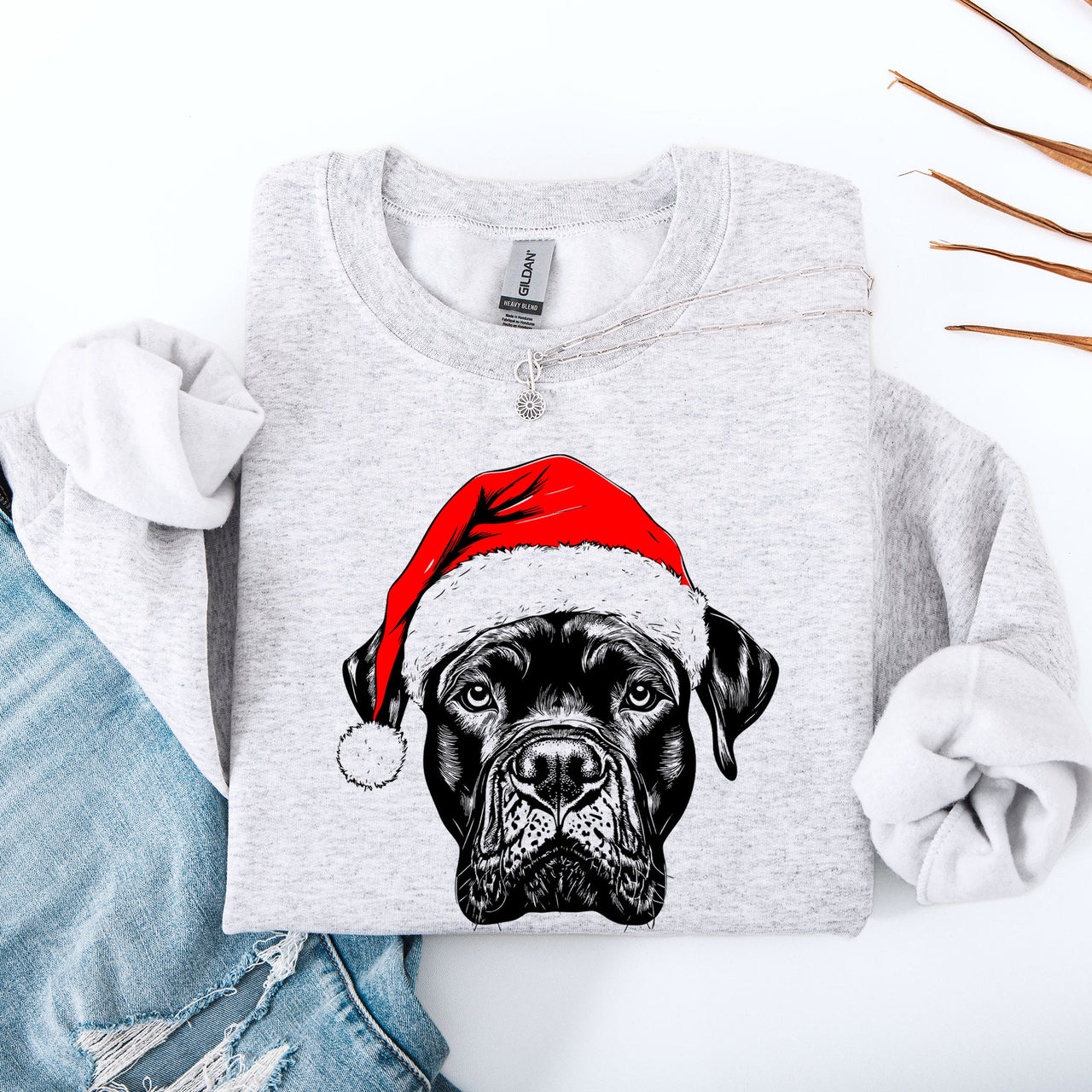 Cane Corso Santa Claus Christmas Dog Lover Portrait Deluxe Edition Graphic Sweatshirt