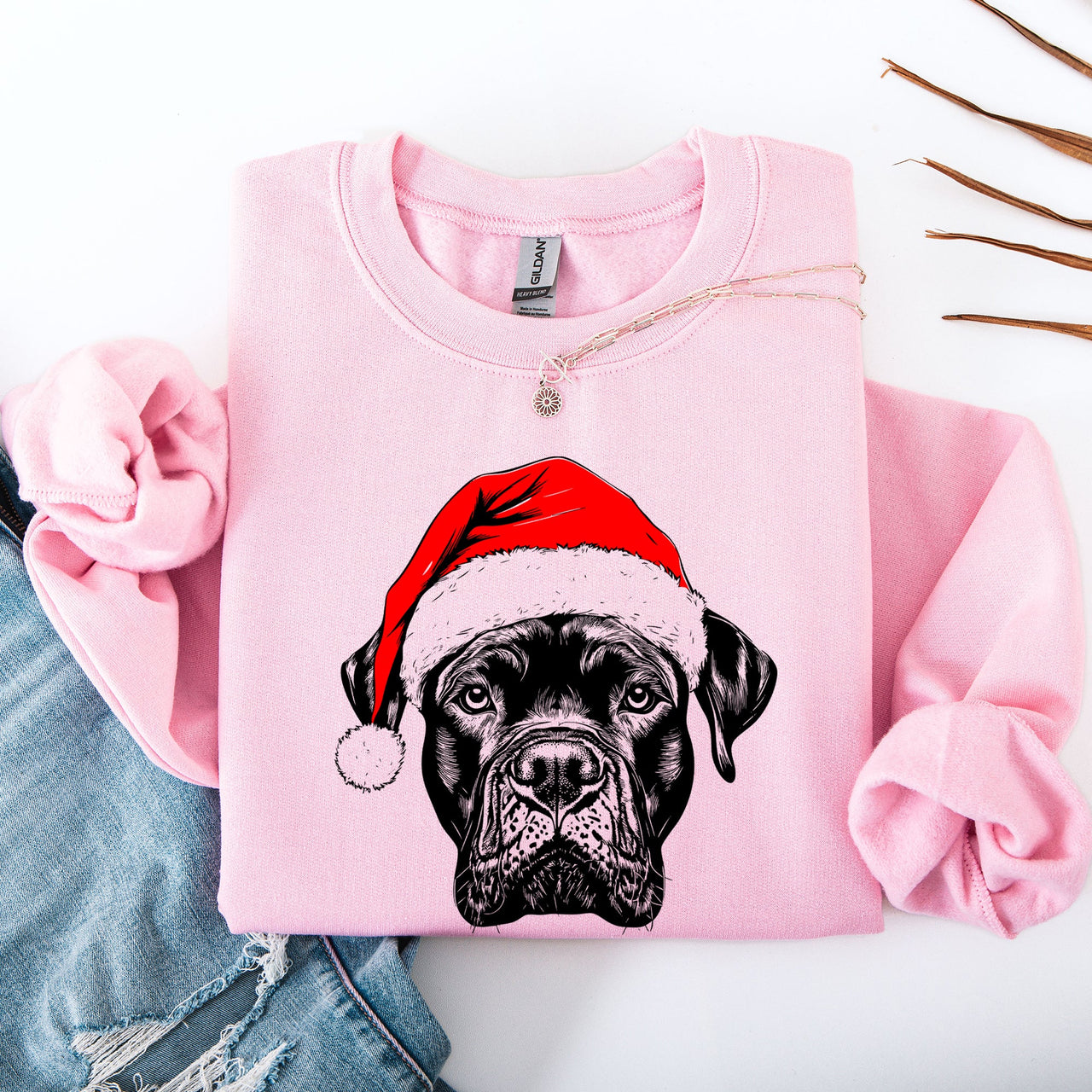 Cane Corso Santa Claus Christmas Dog Lover Portrait Deluxe Edition Graphic Sweatshirt