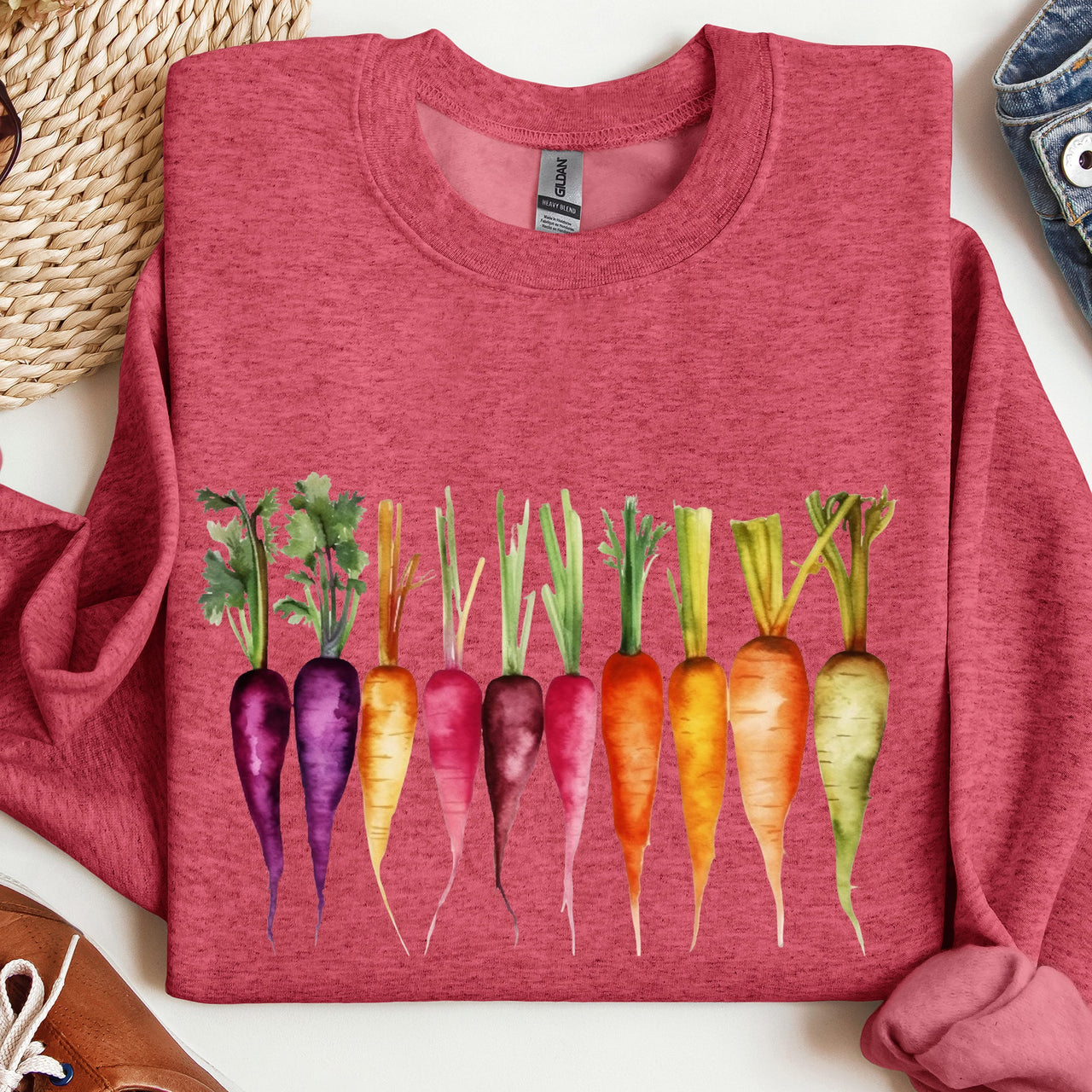 Carrots Watercolor Garden Vegetables Botanical Illustration Inspired By Gardening Sweatshirt