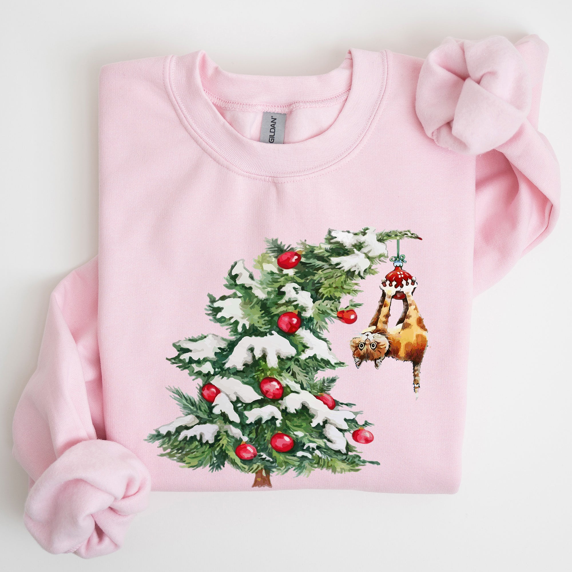 Cat Christmas Tree Funny Naughty Winter Santa Snow Xmas Cozy Holiday Festive Sweatshirt