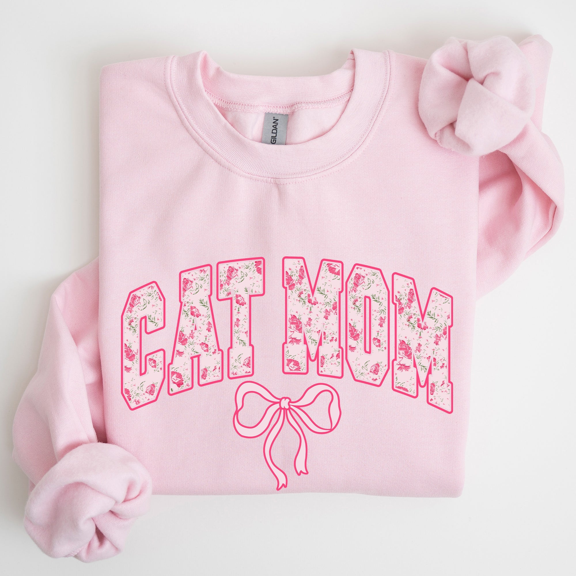 Cat Mom Coquette Pink Bows Trend Girly Soft Girl Era Design Graphic Chic Sweatshirt