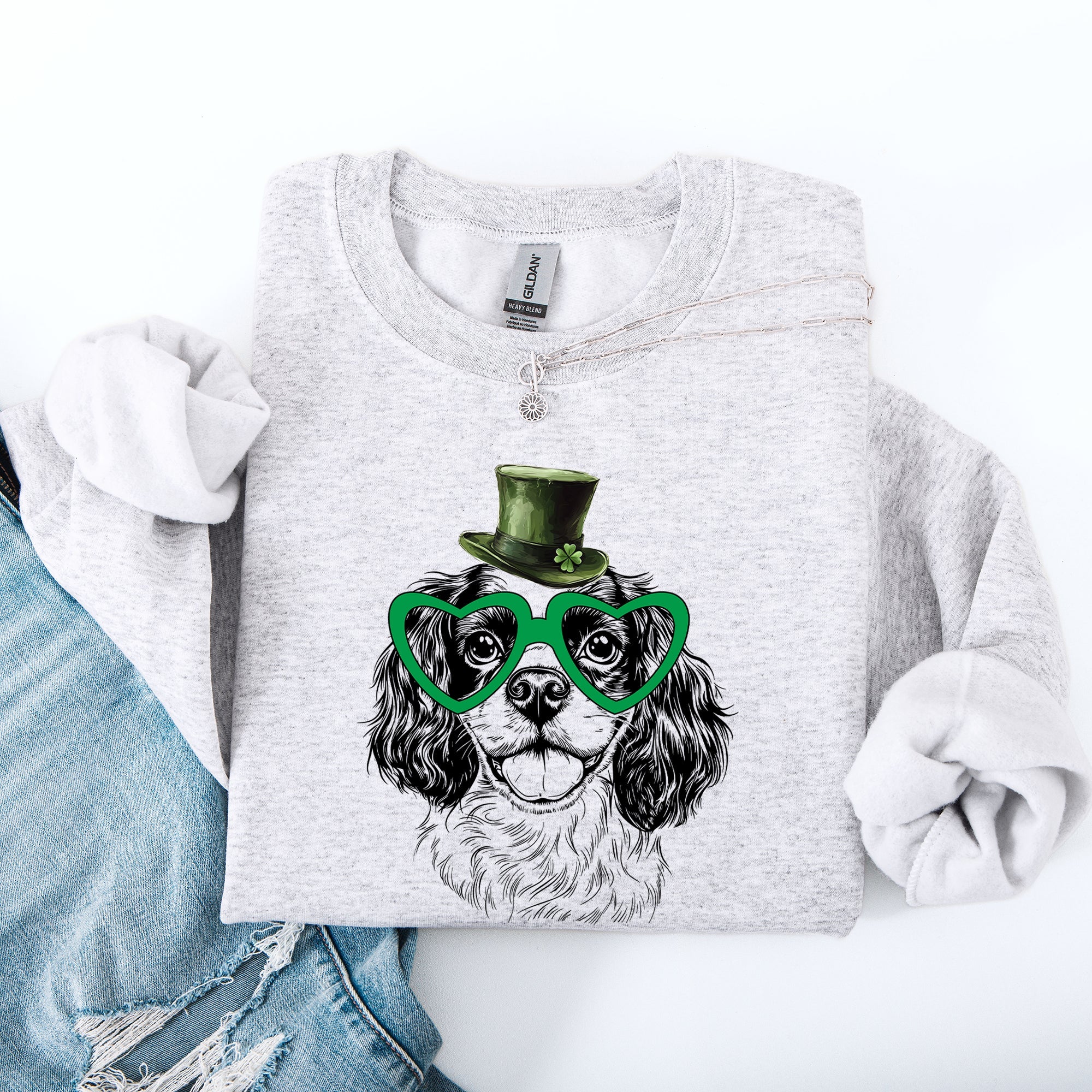 Cavalier Adorable Dog St Patrick's Day Lucky Irish Heritage Celebration Sweatshirt
