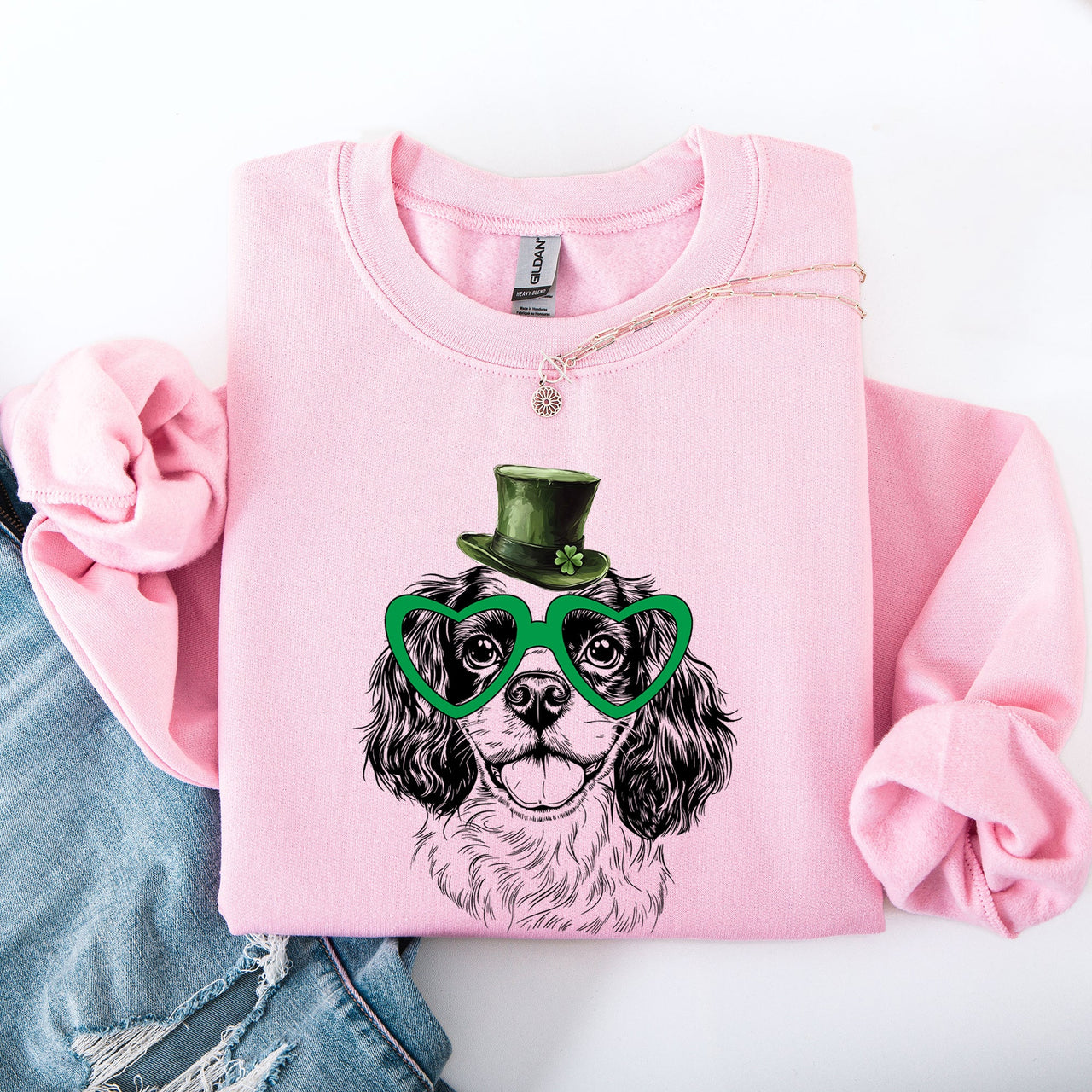 Cavalier Adorable Dog St Patrick's Day Lucky Irish Heritage Celebration Sweatshirt