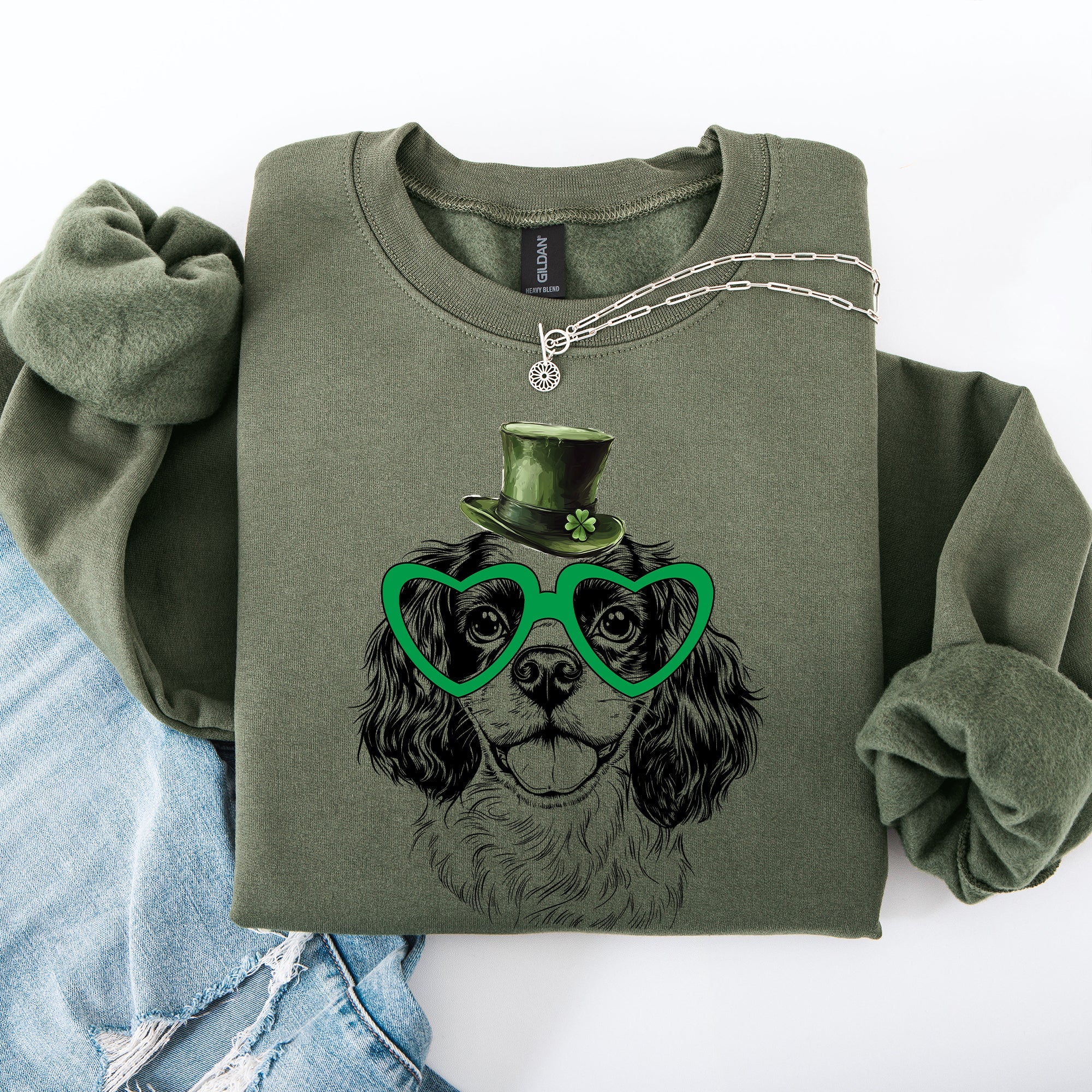 Cavalier Adorable Dog St Patrick's Day Lucky Irish Heritage Celebration Sweatshirt