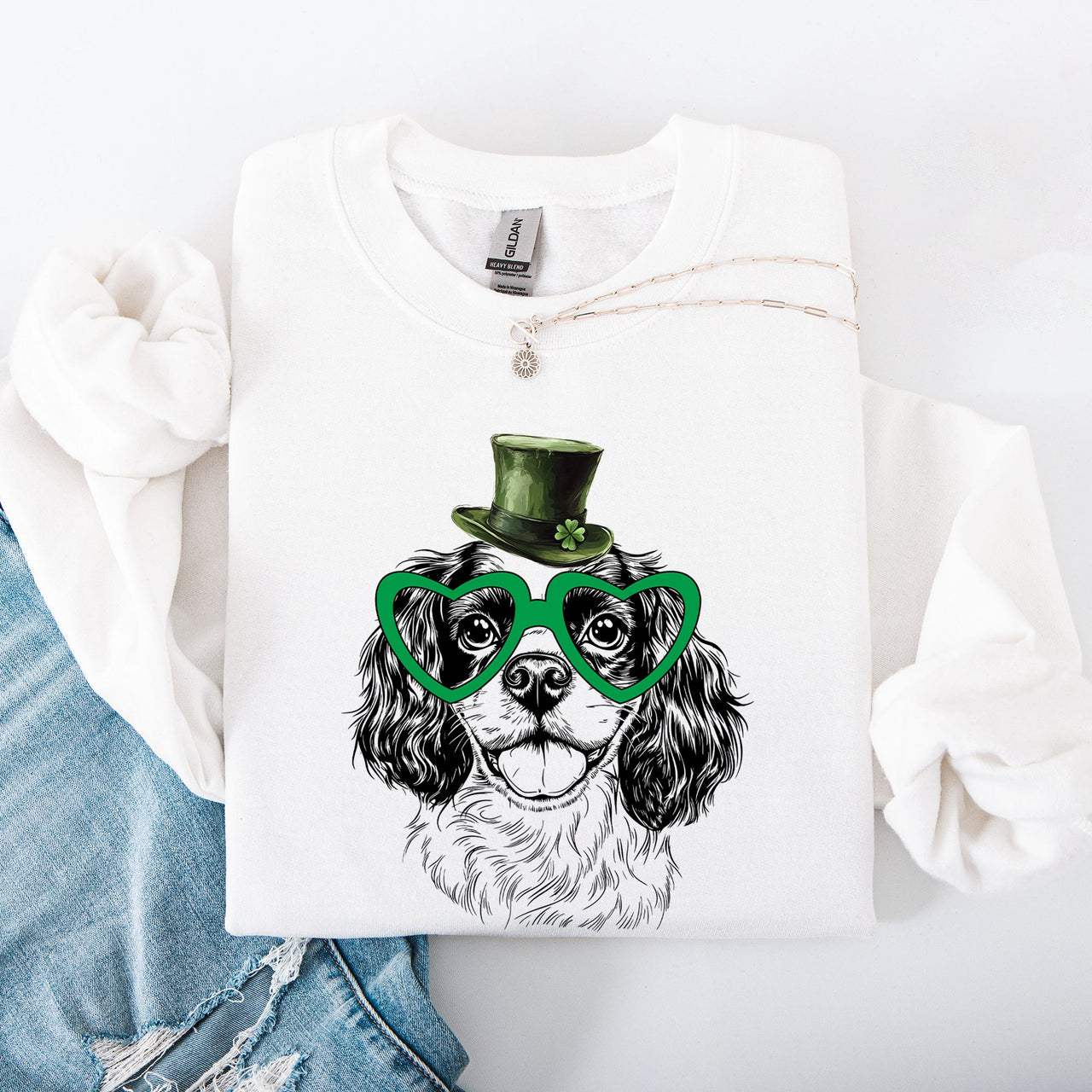 Cavalier Adorable Dog St Patrick's Day Lucky Irish Heritage Celebration Sweatshirt